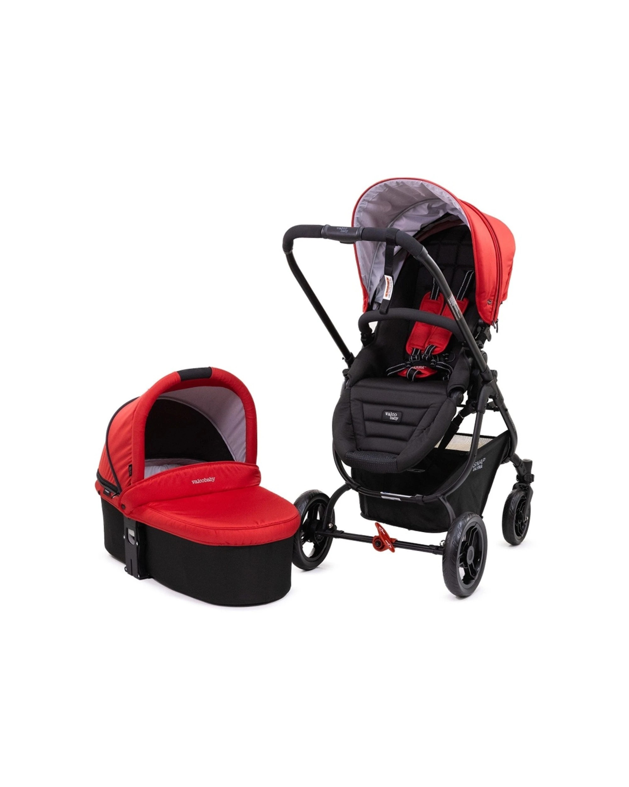 1 ValcoBaby Snap Ultra P Pram Stroller Bassinet Bundle Reversible Seat Pivot - Red, 1 of 4