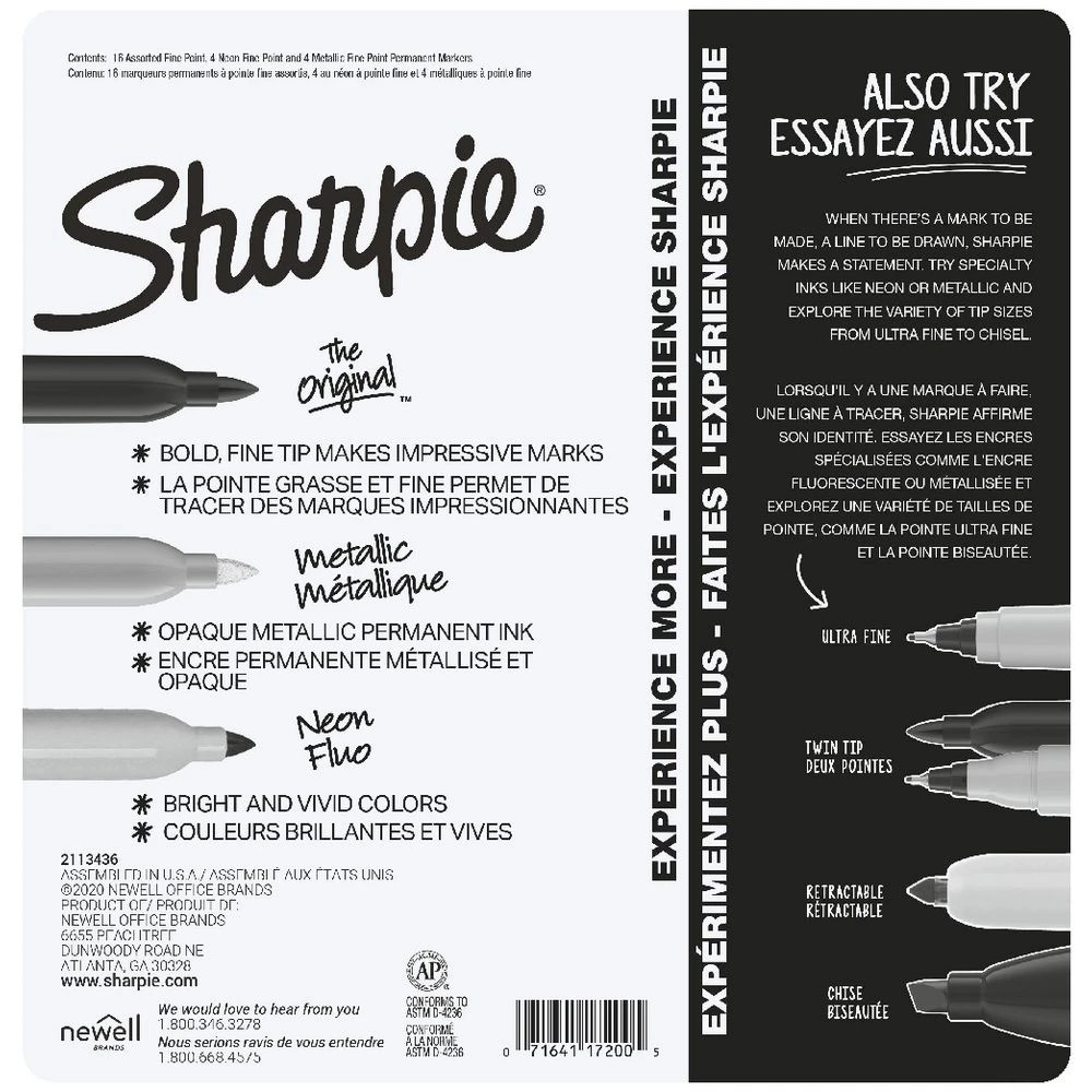 4 Sharpie Fine Permanent Markers Mixed Colours Assorted 24 Pack, 4 of 4