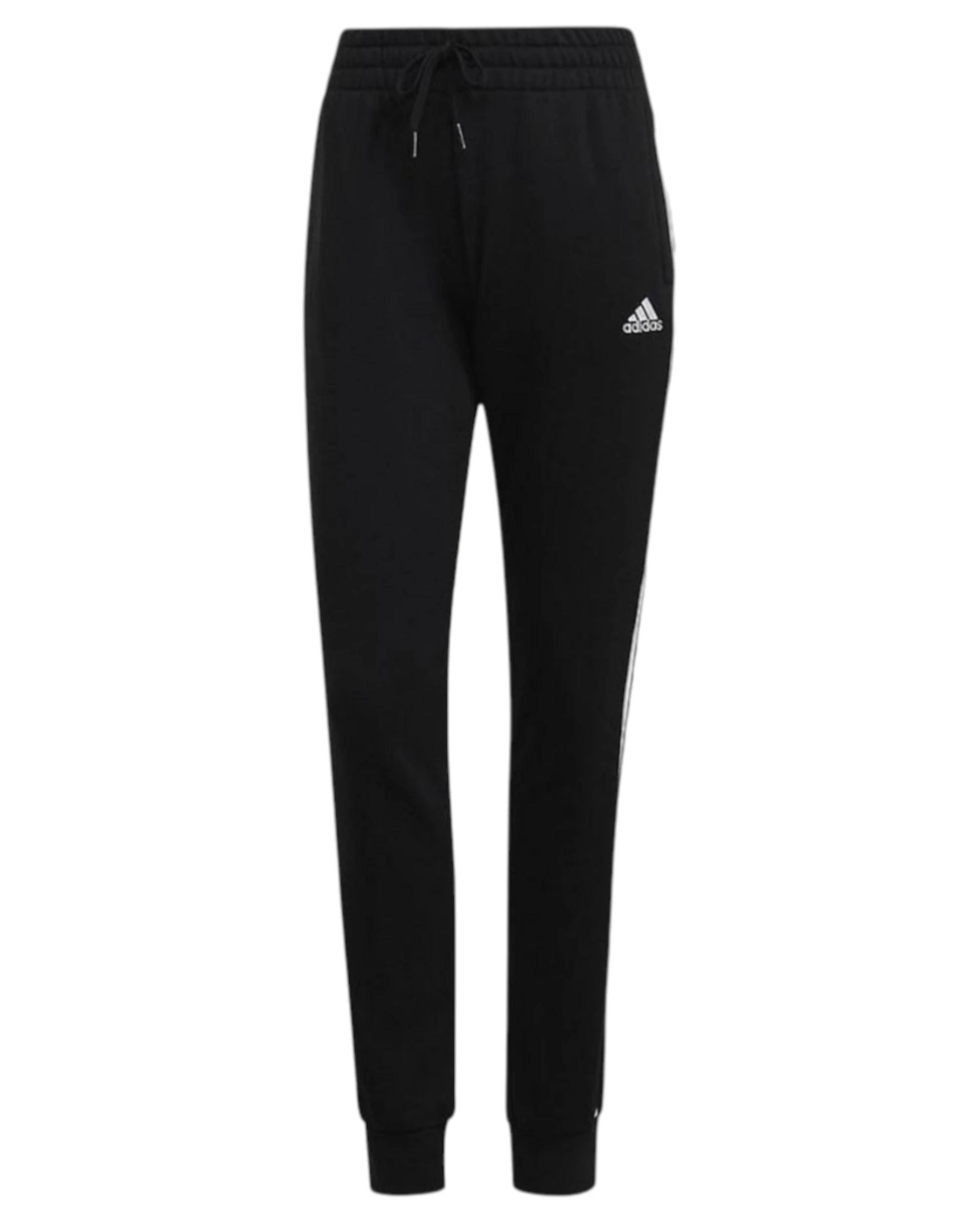 1 Adidas Womens Essentials French Terry Logo 3-Stripes Pants Black/ White BLACK, 1 of 7