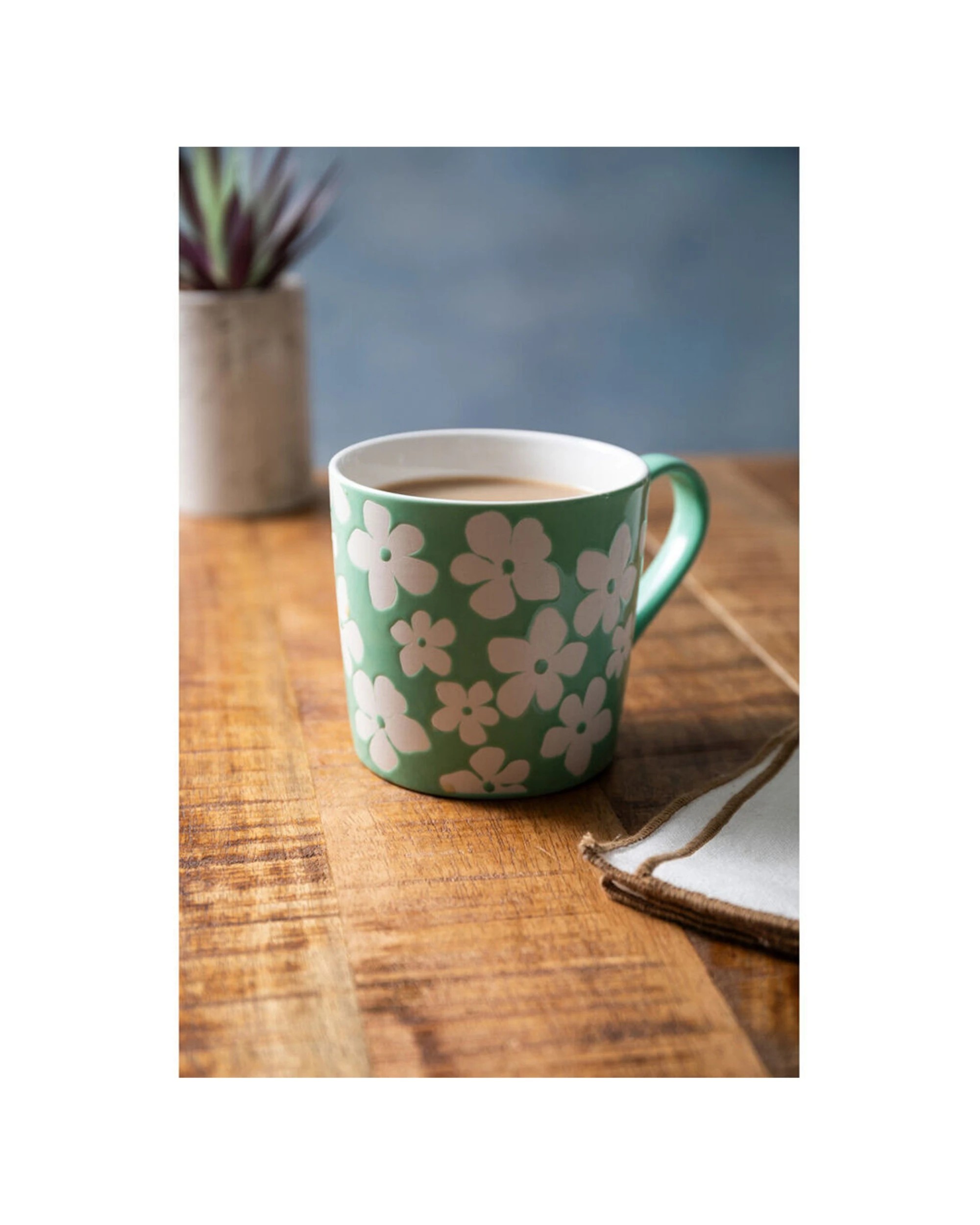 8 Mikasa 4PK Wax Resist Flower Coffee Mug Cup 360ml - Green, 8 of 8