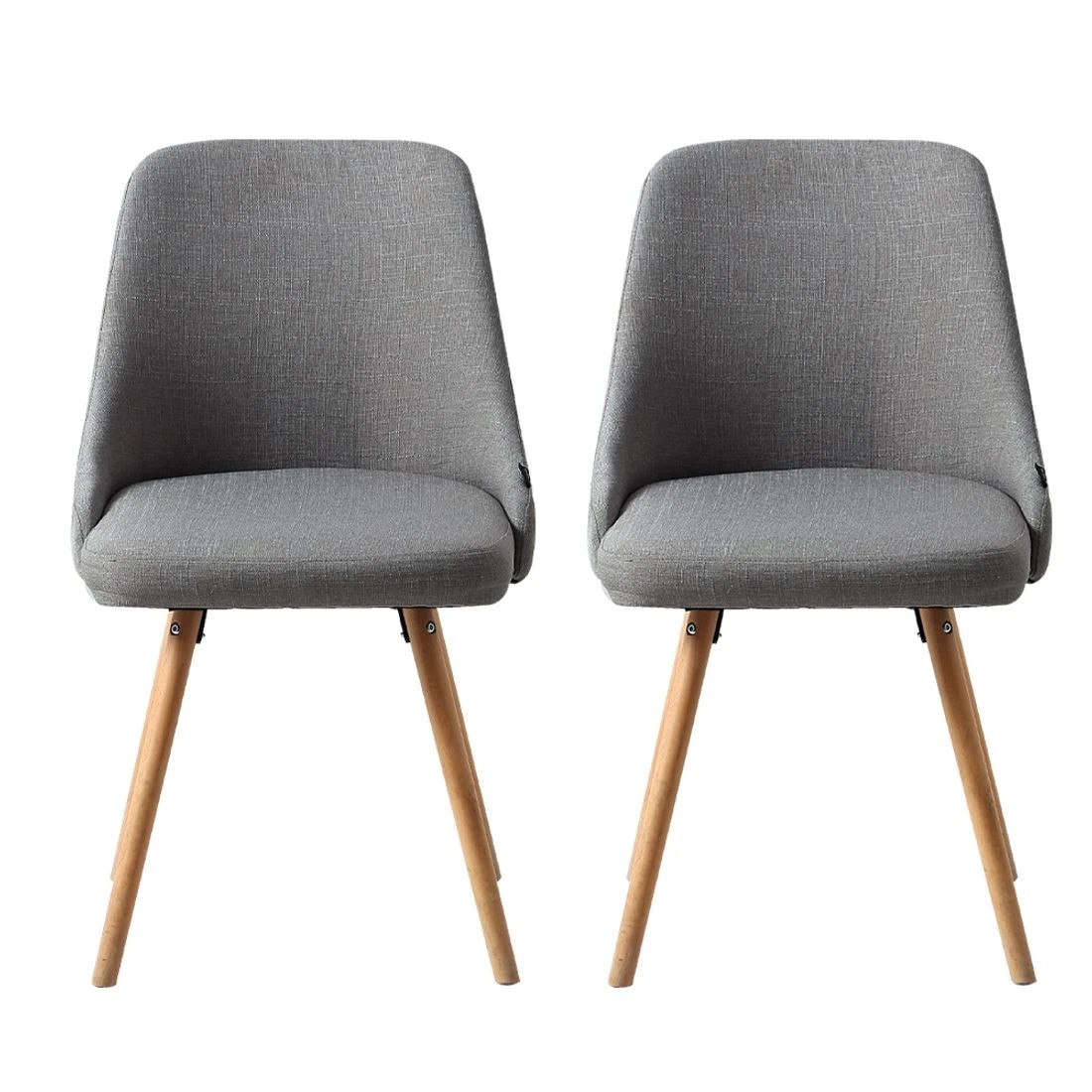 4 Artiss Dining Chairs Set of 2 Fabric Wooden - Grey, 4 of 5