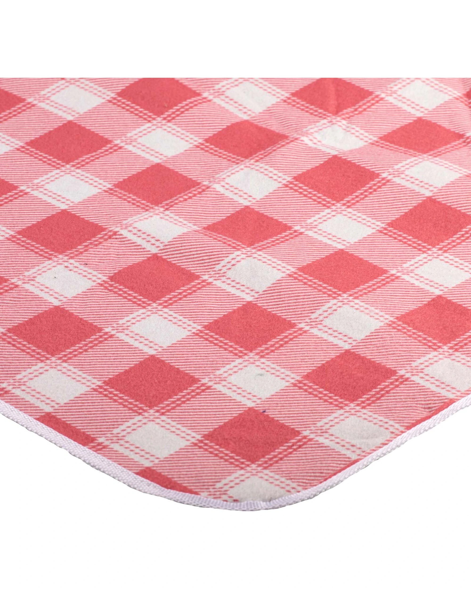 2 Porta Delilah Gingham 150cm Foldable Picnic Blanket Waterproof Design Carry - Pink, 2 of 5