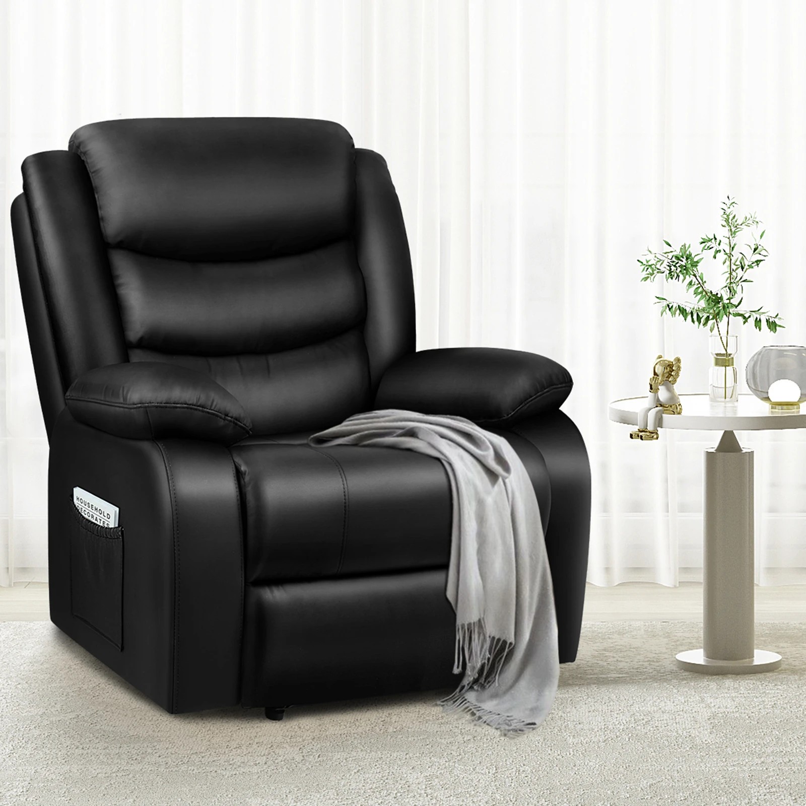 4 Alfordson Recliner Chair Leather - Black, 4 of 10