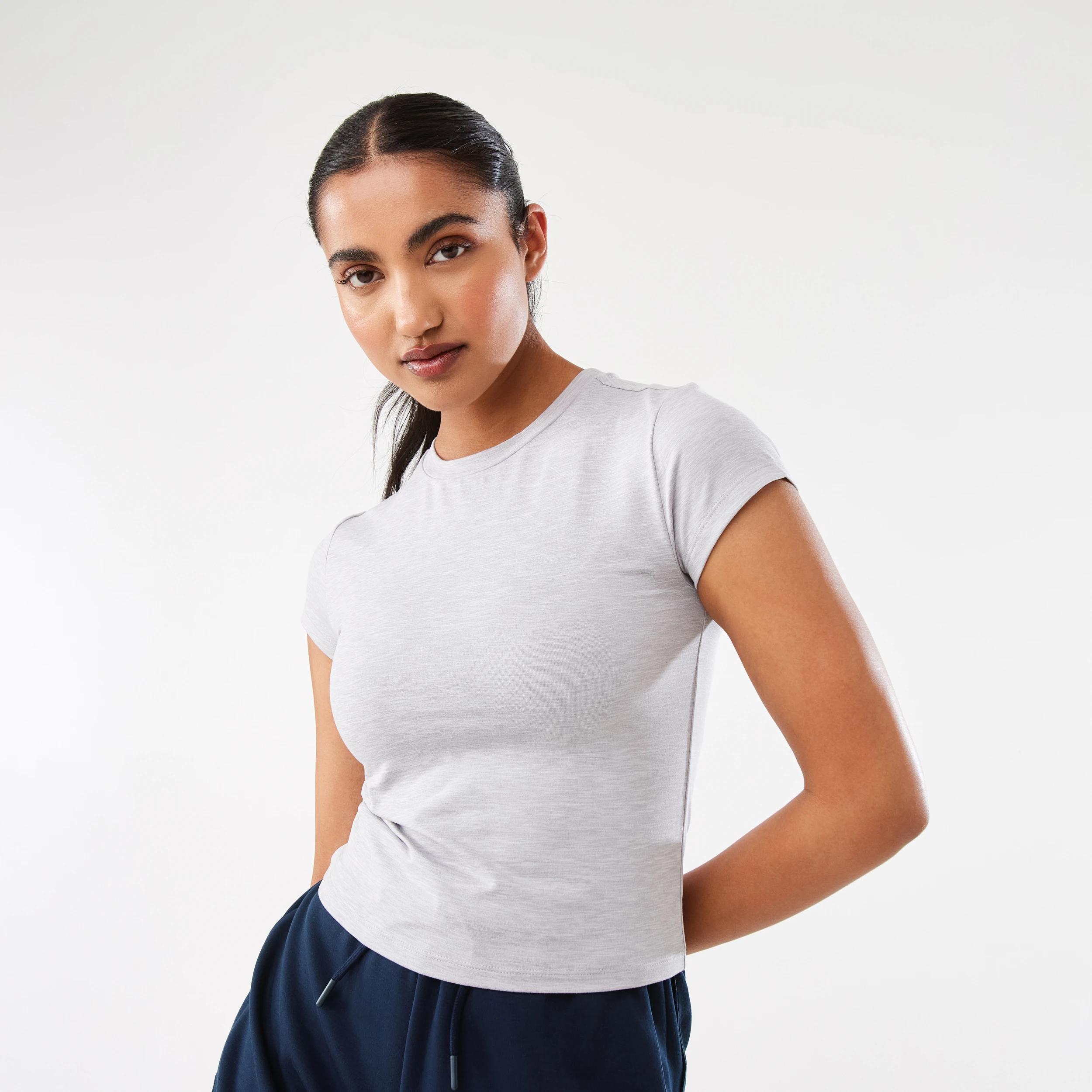 1 Active Womens Soft Touch T-shirt SOFT GREY MARLE, 1 of 7