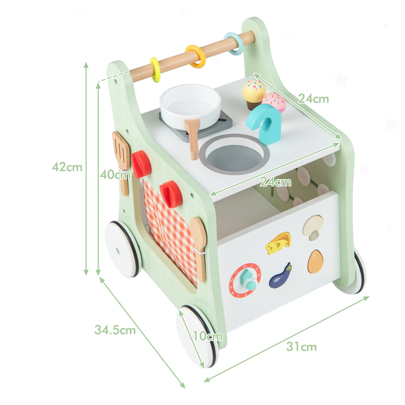 3 Costway 6-in-1 Wooden Baby Walker Push Pull Toy, 3 of 4