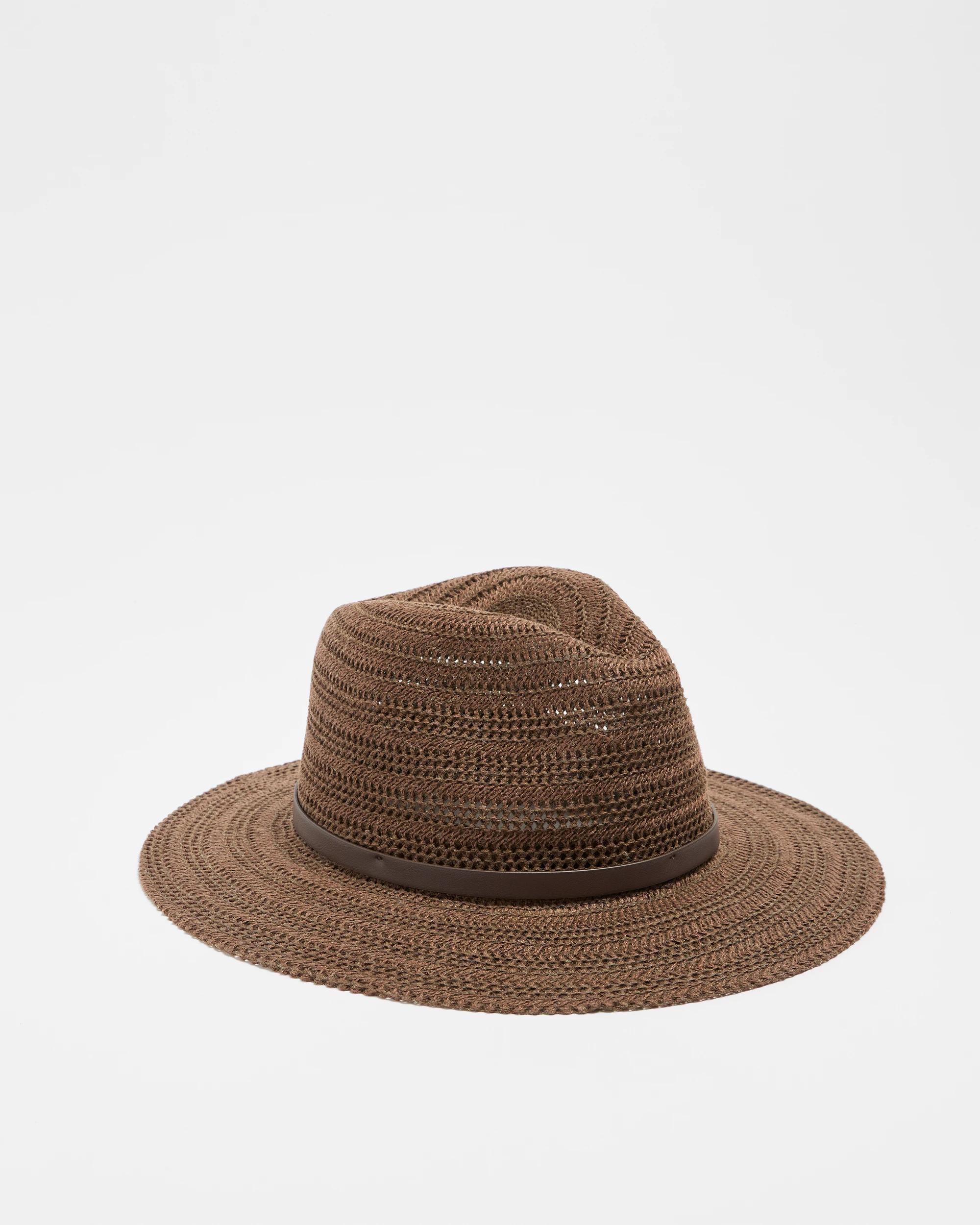 1 Target Womens Textured Knit Fedora Hat CHOCOLATE, 1 of 2