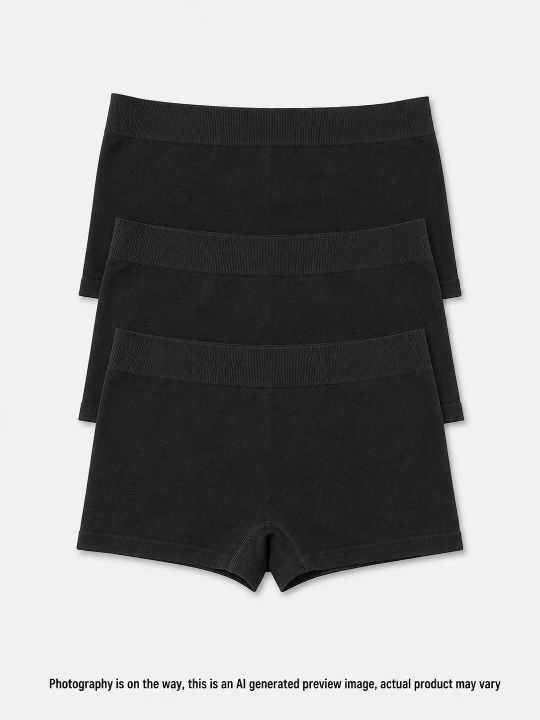 1 3 Pack Bamboo Seamfree Rib Shorties Black, 1 of 3