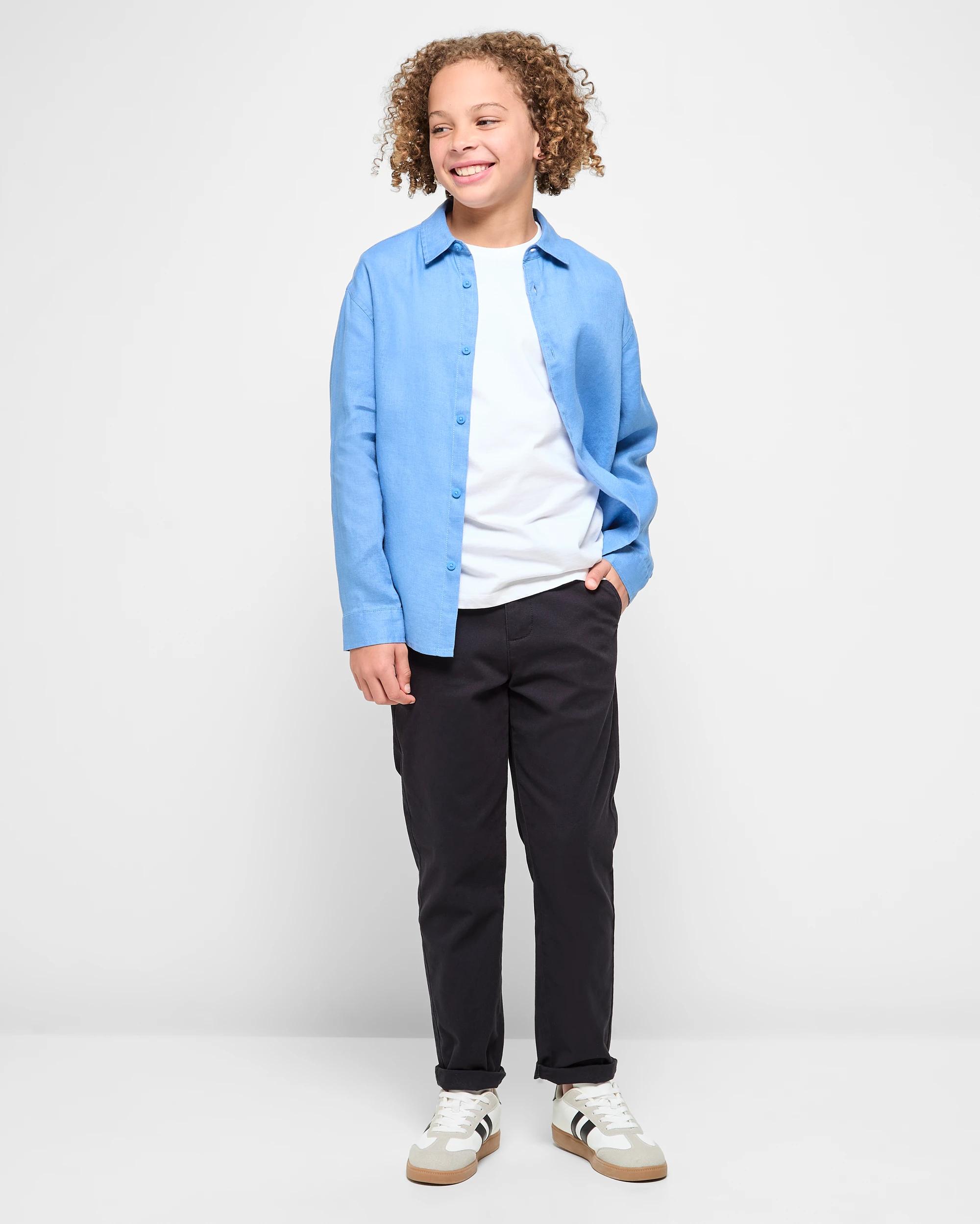 2 Target European Linen Long Sleeve Shirt BLUE, 2 of 5