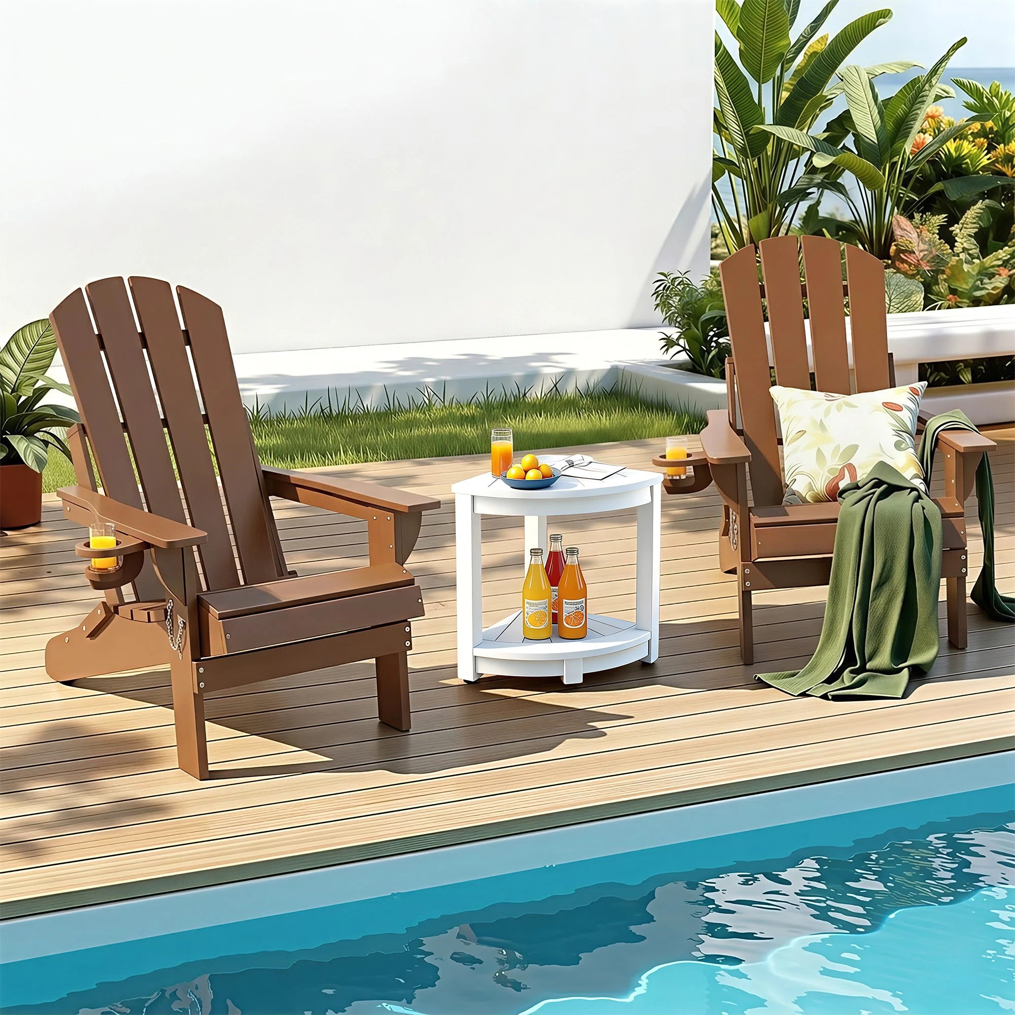 4 Gardeon Outdoor Table and Chairs HDPE Folding Adirondack Beach Chair Patio Furniture - Multi, 4 of 9