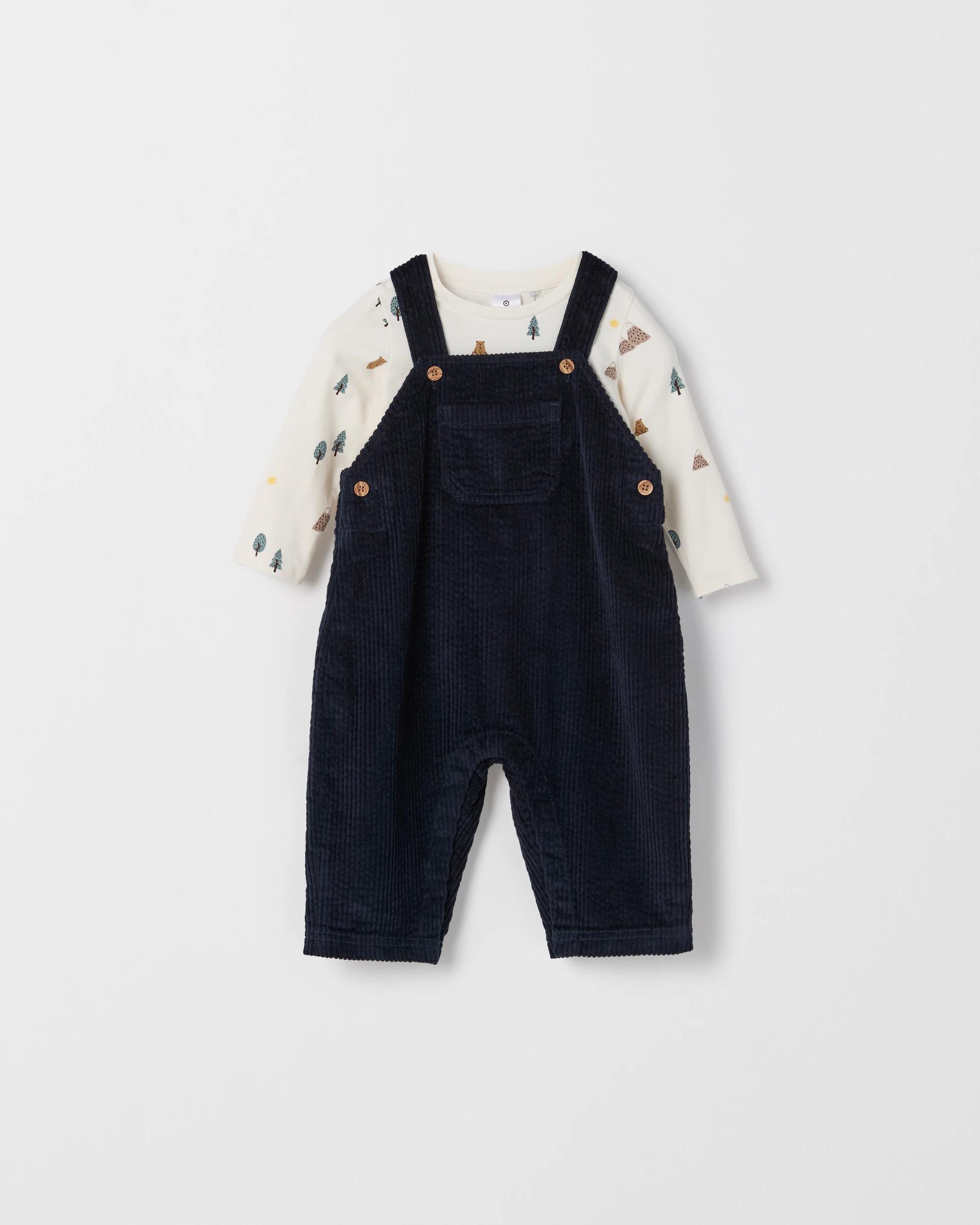 1 Target Baby Baby Cord Overalls and T-Shirt Set NAVY BLUE, 1 of 1