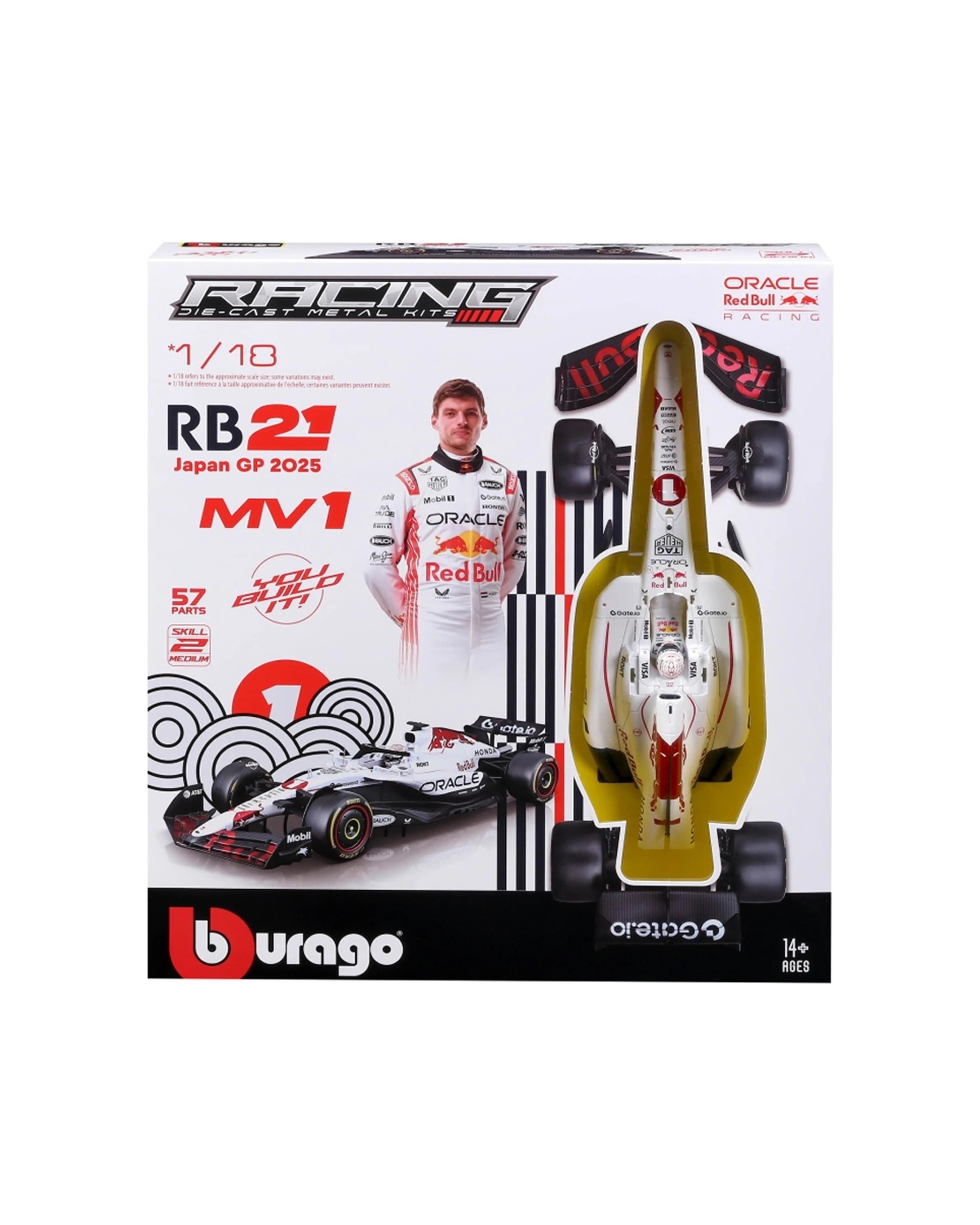 2 Bburago Bull RB21 Model Kit With Helmet Vertappen 2025 Replica Car Toy - Multi, 2 of 2