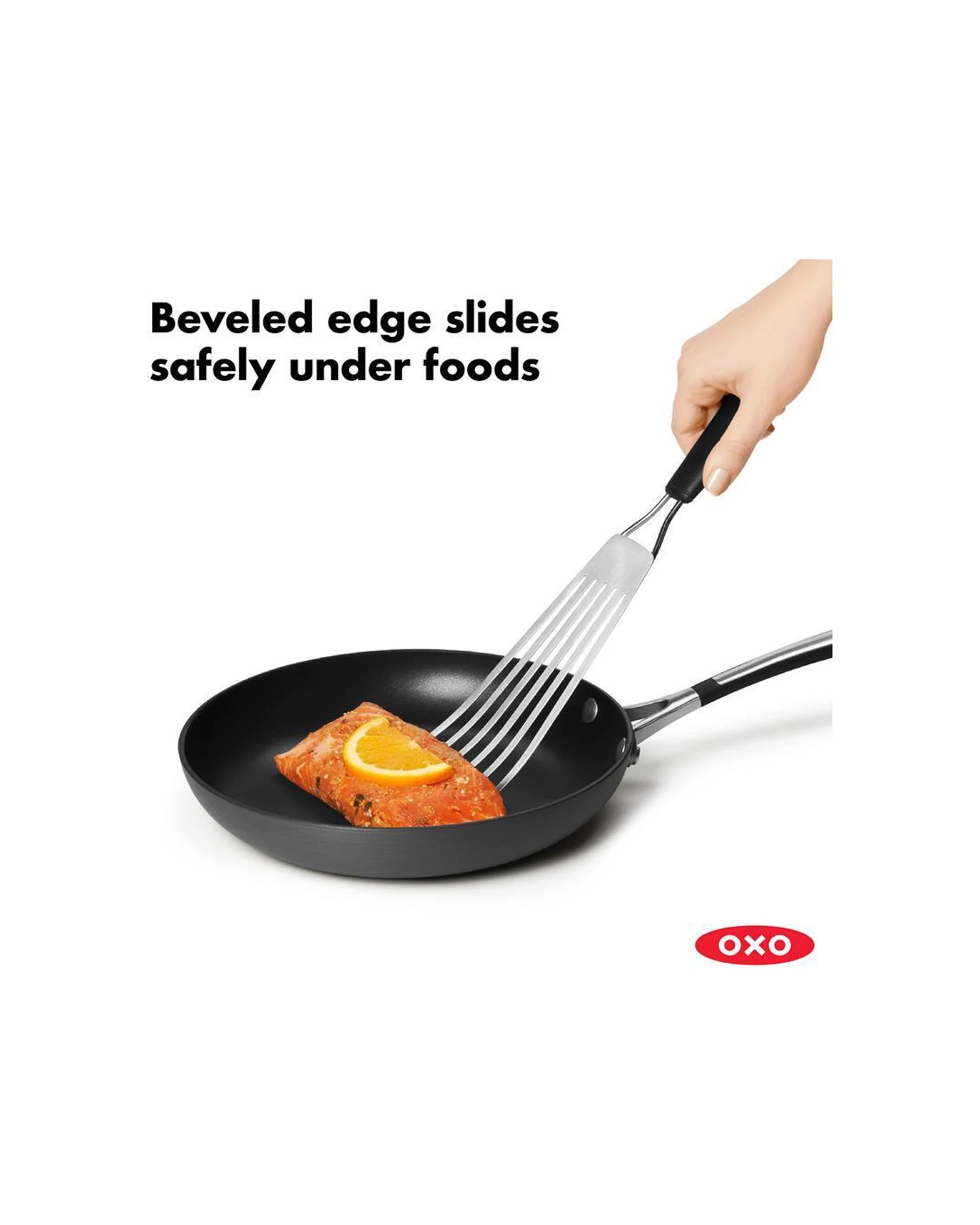 2 Oxo Fish Turner Stainless Steel Kitchen Utensil - Bevelled Edge Design - Silver, 2 of 5