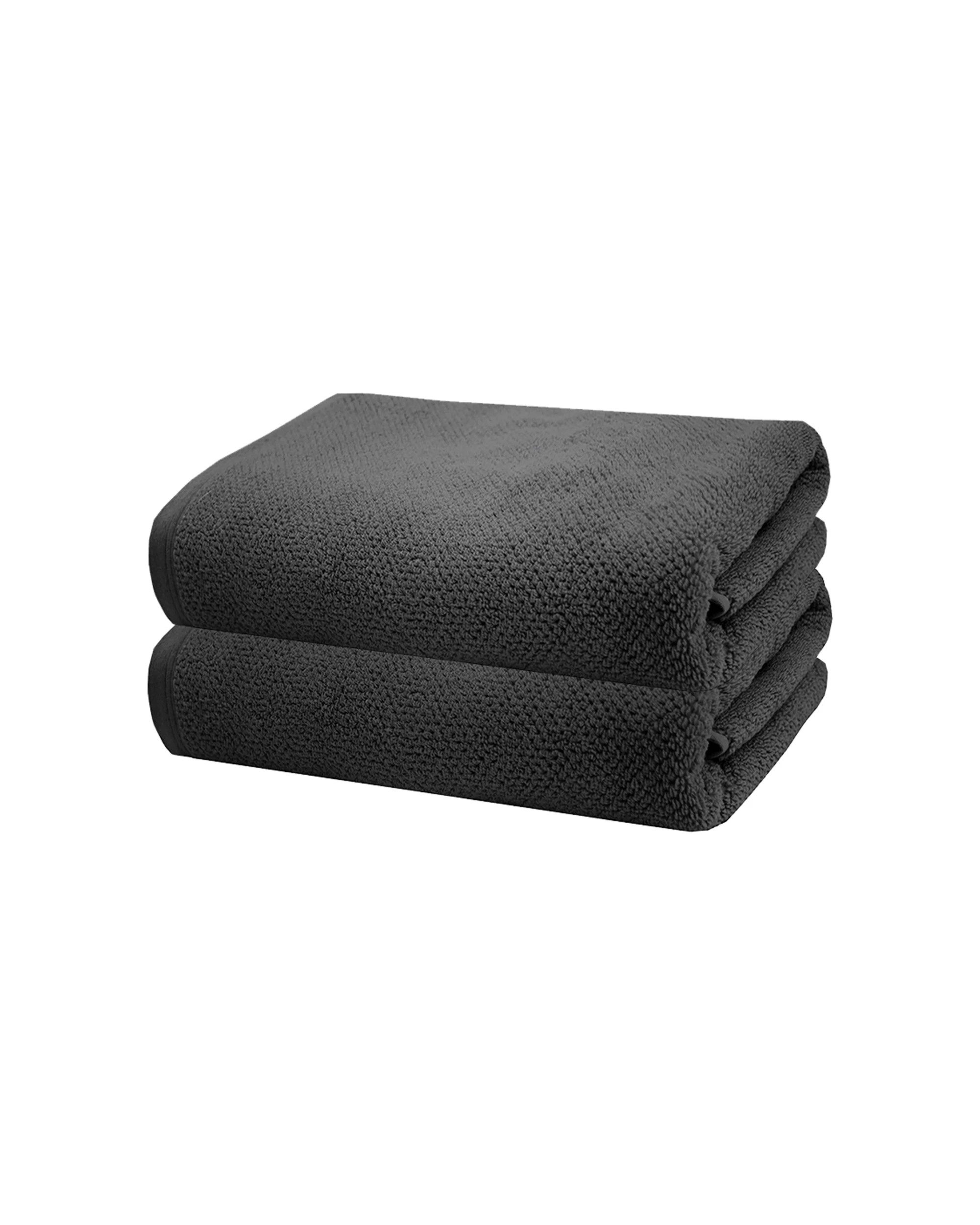 2 Bambury 2pc Angove Bath Sheet 80x160cm Cotton Woven Soft Towels - Pack Of 2 - Turkish Cotton Quality.
 - Grey, 2 of 3