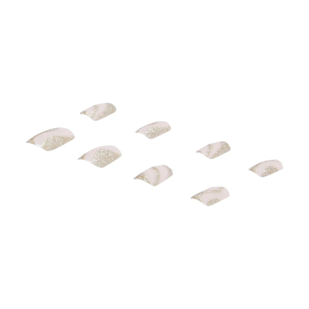 4 OXX Cosmetics 24 Pack Artificial Nails with Adhesive - Medium Square Shape, Nude and Gold, 4 of 5