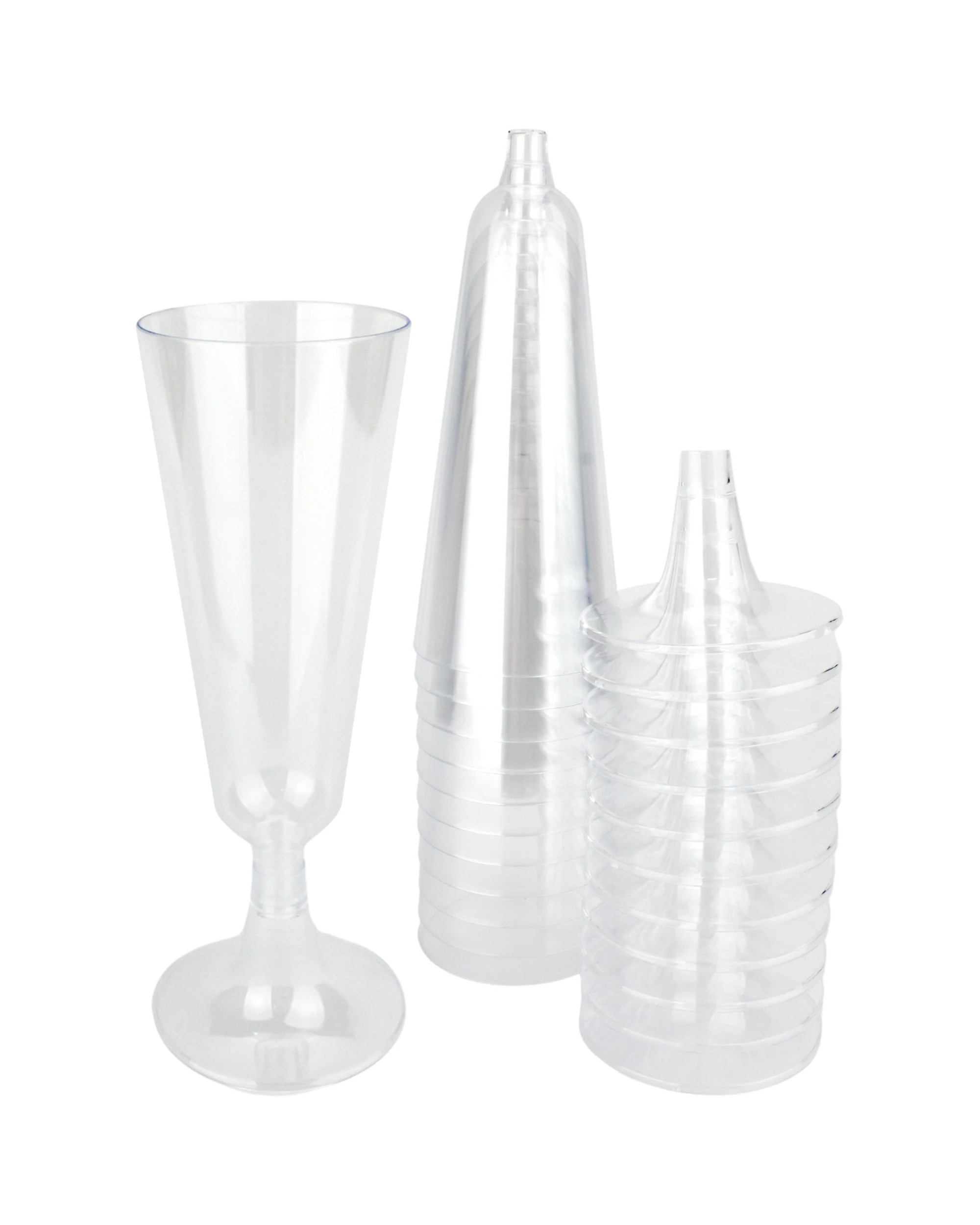 1 Alpen Clear Plastic Reusable Champagne Glasses Pack of 12, 1 of 3