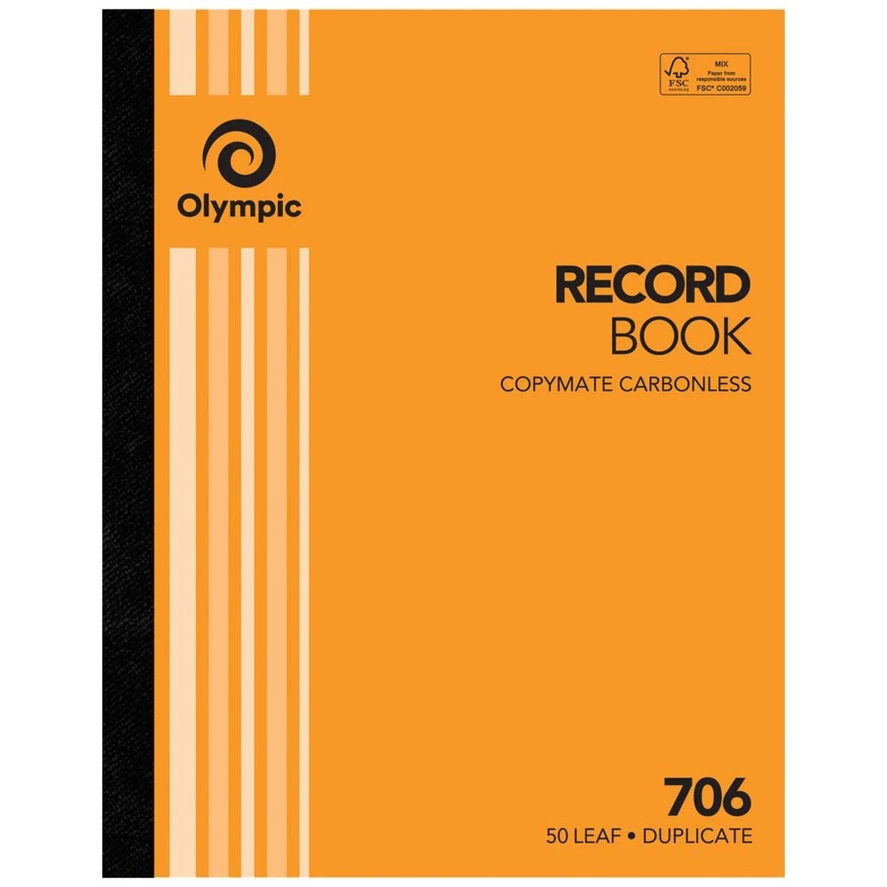 1 Olympic No.706 Carbonless Duplicate Record Book, 1 of 2