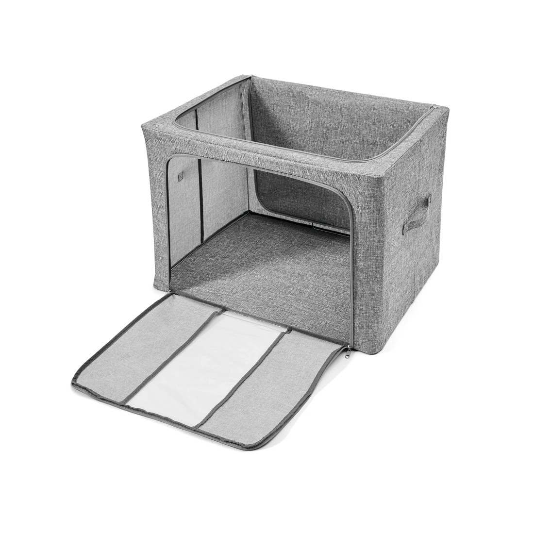 8 Linen Look Collapsible Box with Window - Extra Large, Charcoal, 8 of 10