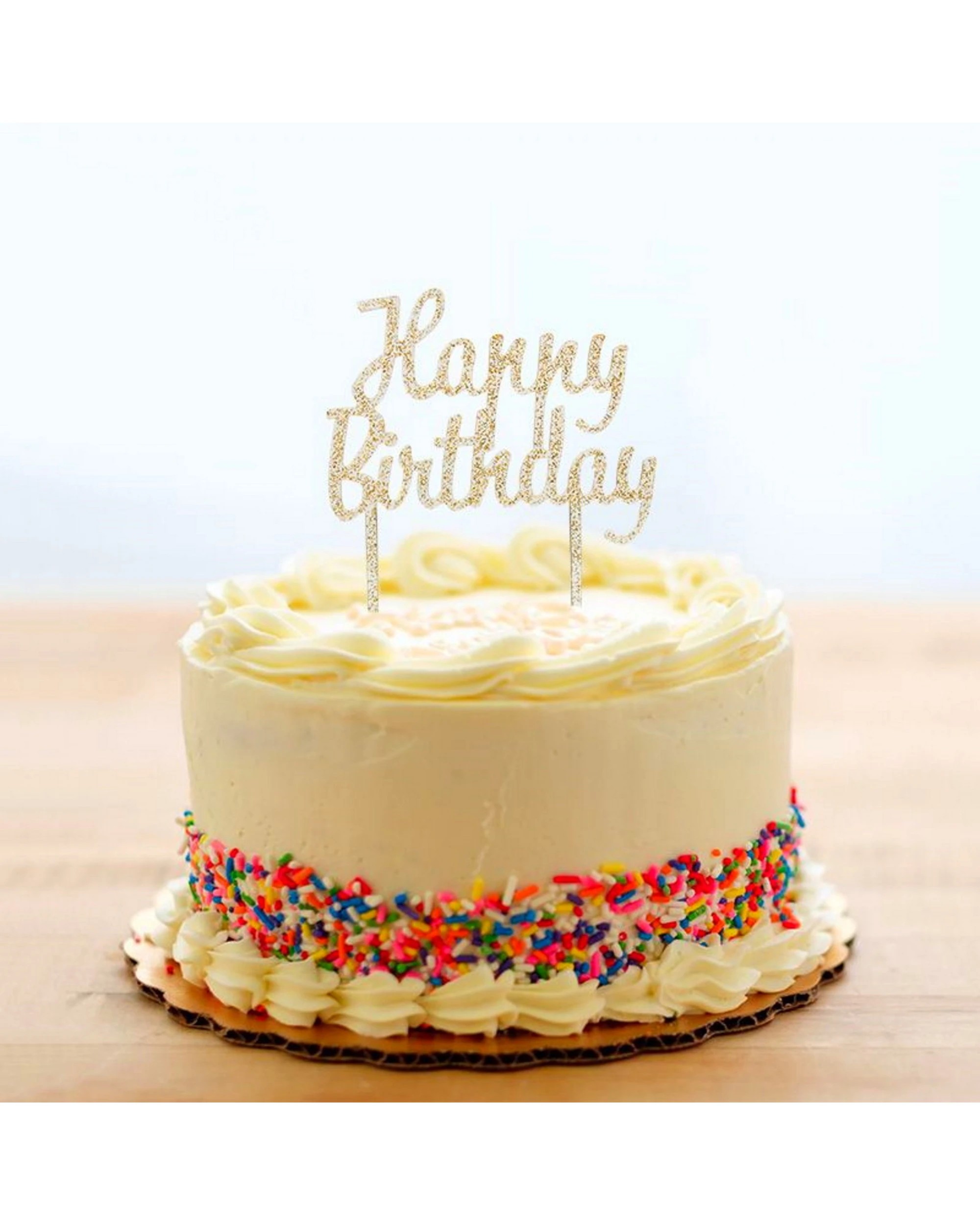 2 Party Maker Happy Birthday Glitter Acrylic Cake Topper - Gold, 2 of 2