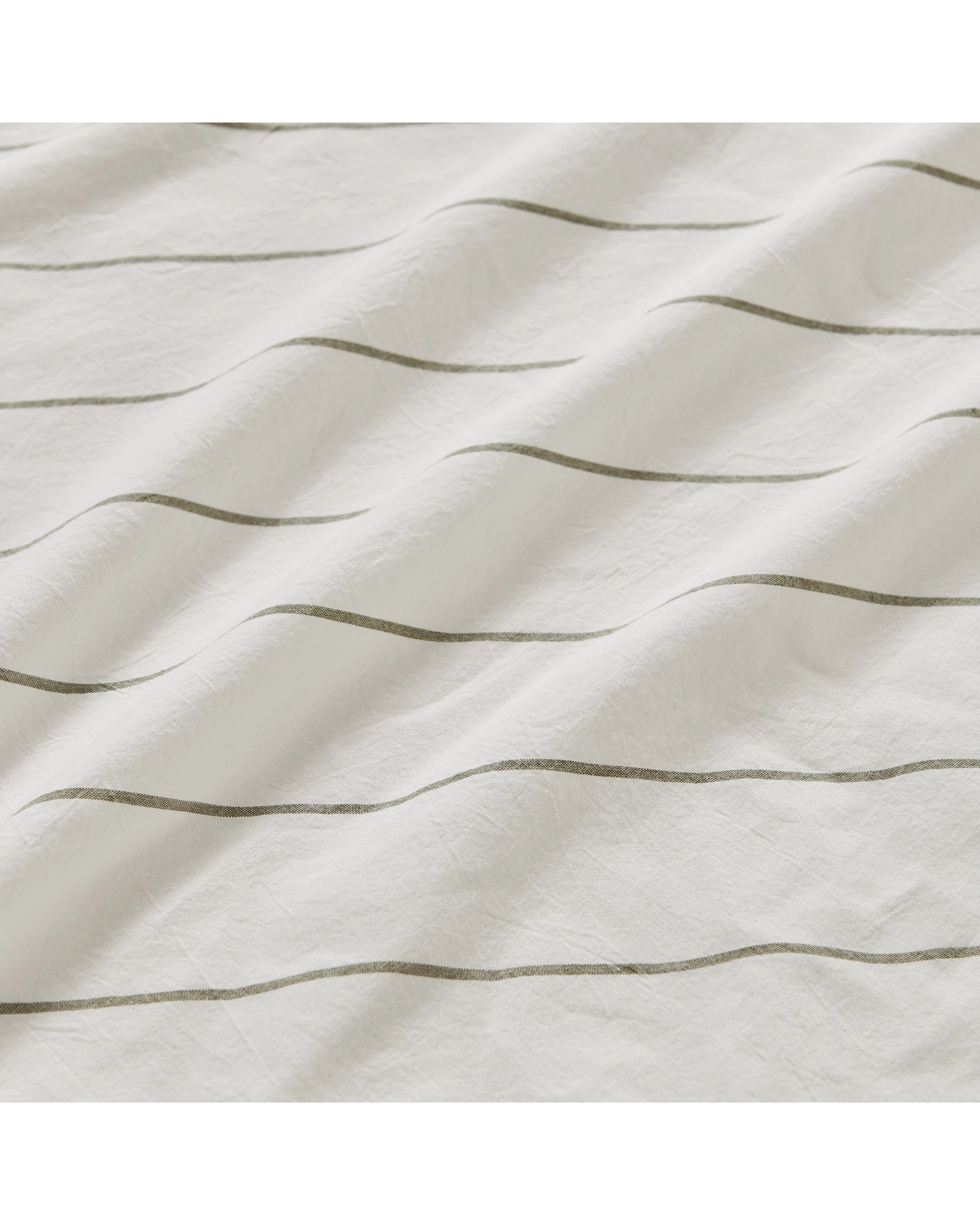 5 Dreamaker Rumi Stripe Washed Cotton Fitted Sheet Set - King Single Bed - White with Olive, 5 of 6