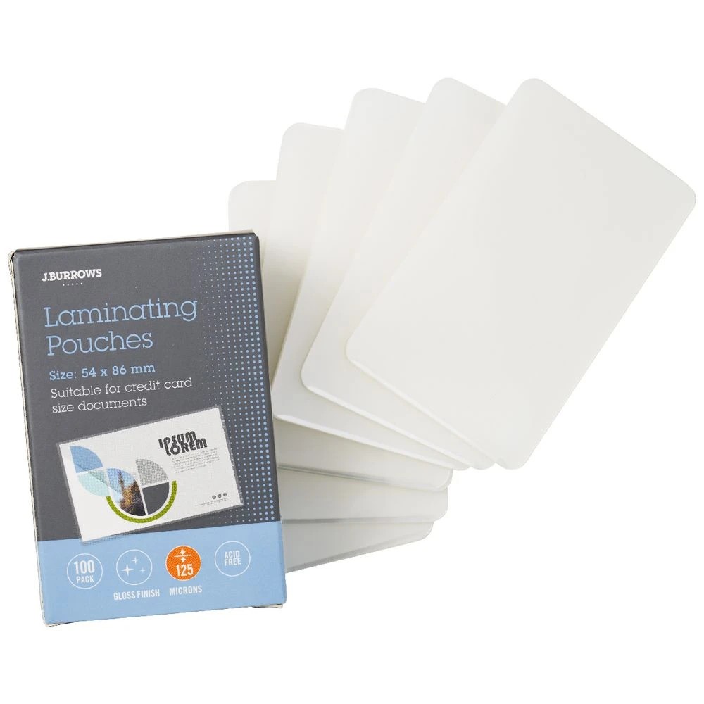 2 J.Burrows 54x86mm Laminating Pouches 125 Micron 100 Pack, 2 of 2