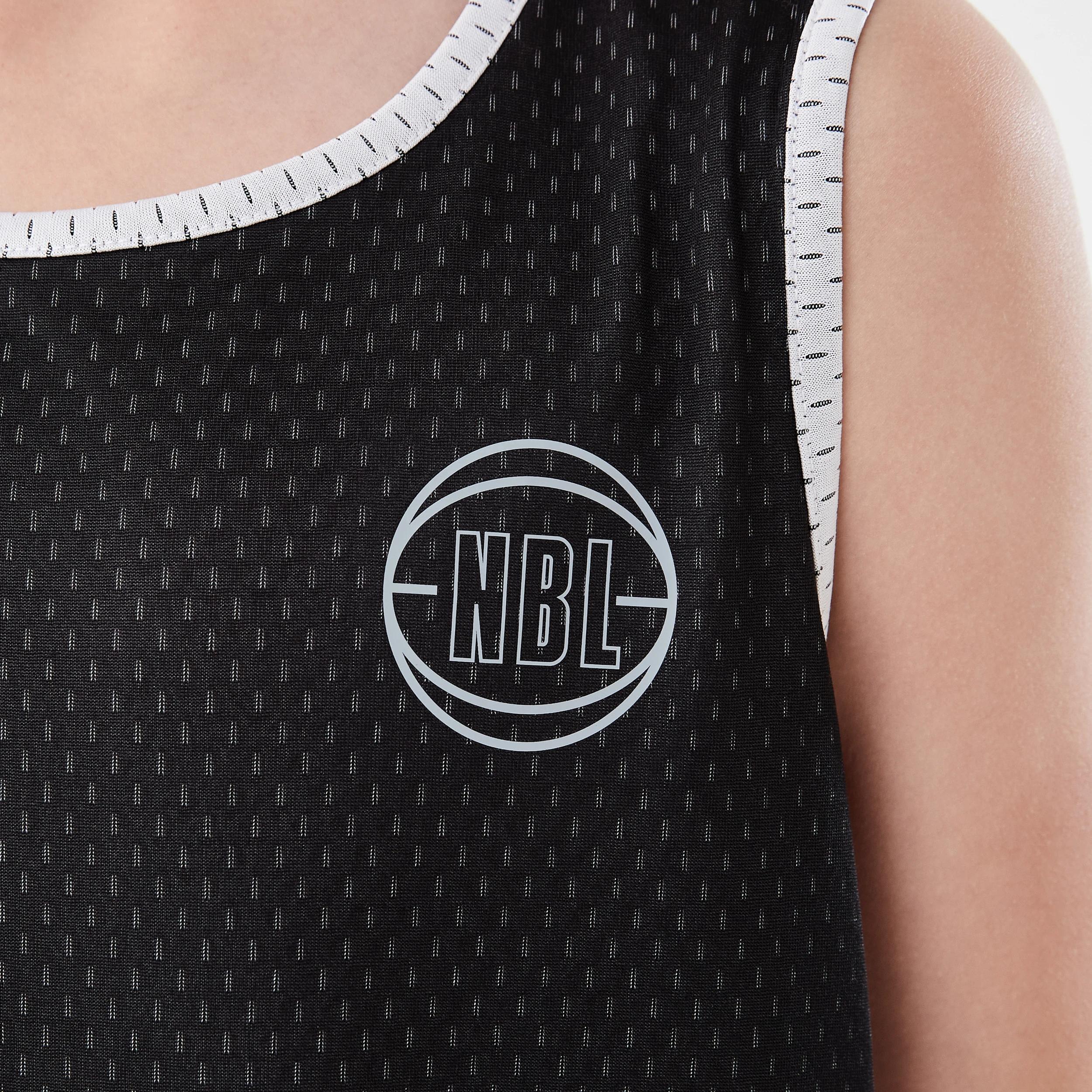 6 Official NBL Kids Basketball Reversible Muscle Tank BLACK, WHITE, 6 of 9