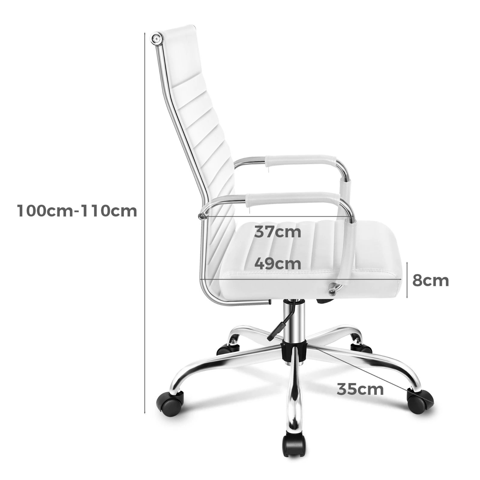 10 Alfordson Office Chair Padded Seat Ergonomic Executive Computer Study Gaming - White, 10 of 10