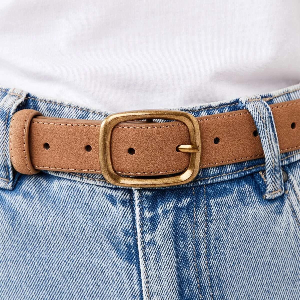4 Soft Rectangle Jeans Belt DEEP CAMEL, 4 of 4