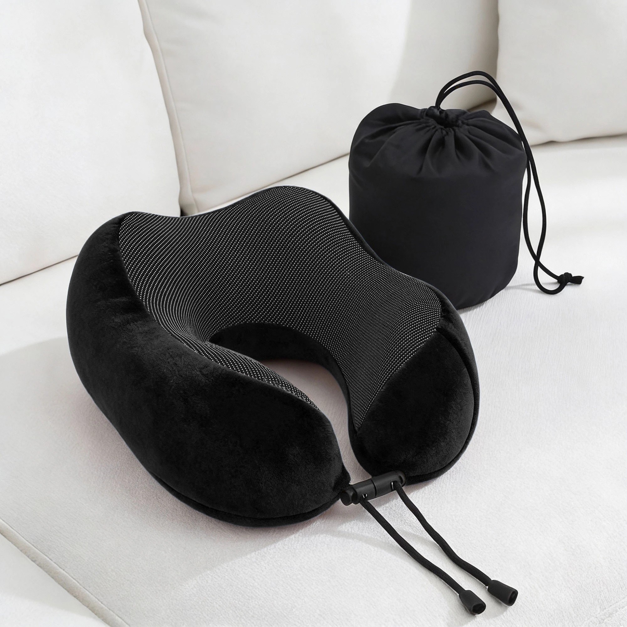 5 Wanderlite Travel Pillow for Airplanes Memory Foam Neck Pillows with Storage Bag - Black, 5 of 5