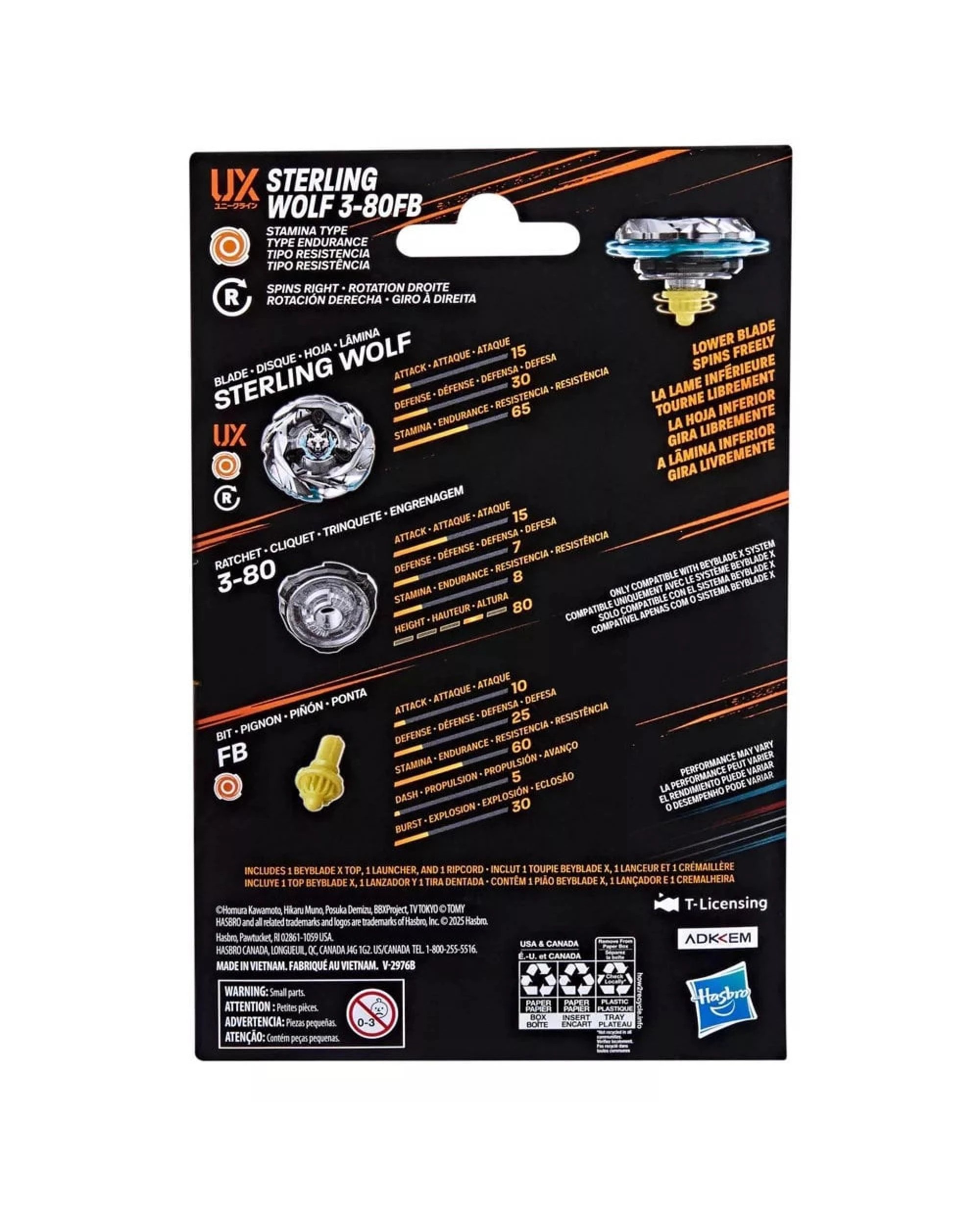4 Beyblade X Sterling Wolf 3-80FB UX Starter Pack, 4 of 5