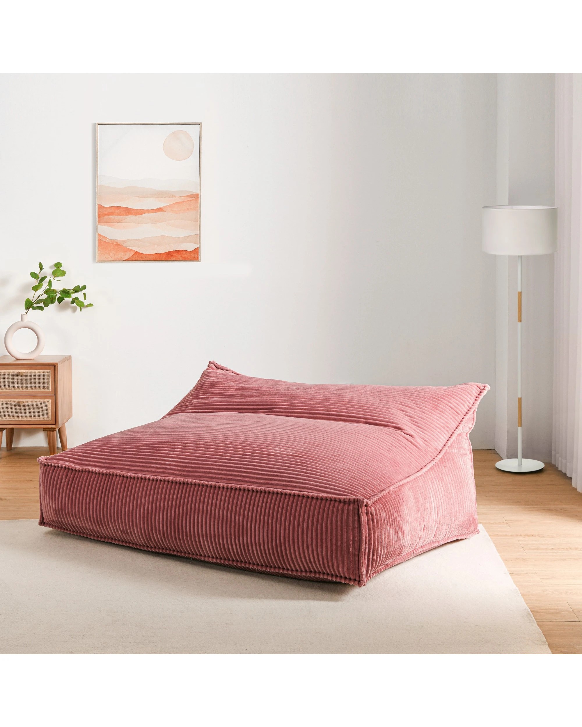 9 Cadence & Co. Wilde Ribbed Luxe Fleece Double Sofa Bean Bag Lounge Cover - Blush, 9 of 9