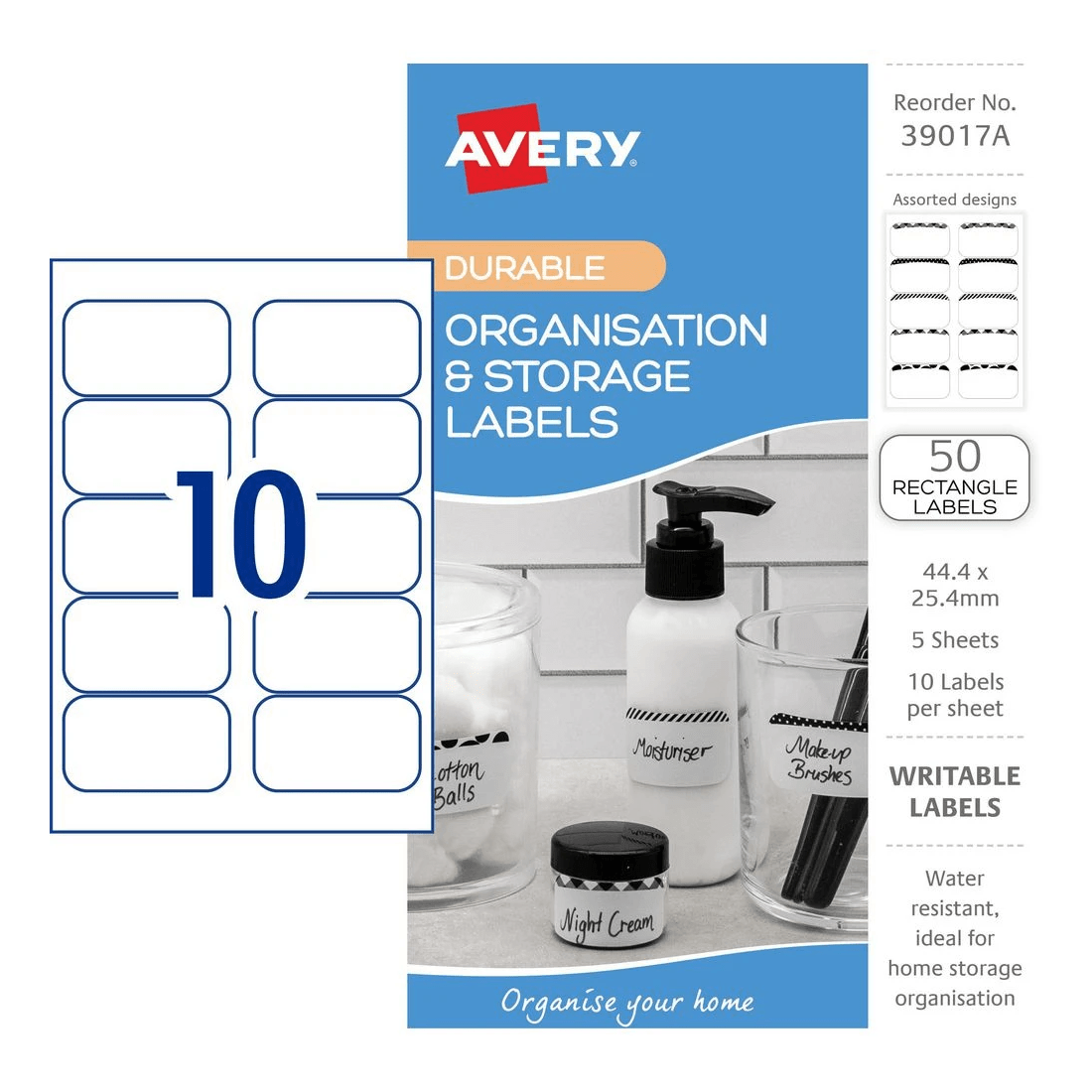 2 Avery 10UP Durable Storage Labels Black Patterns 5 Sheets, 2 of 5