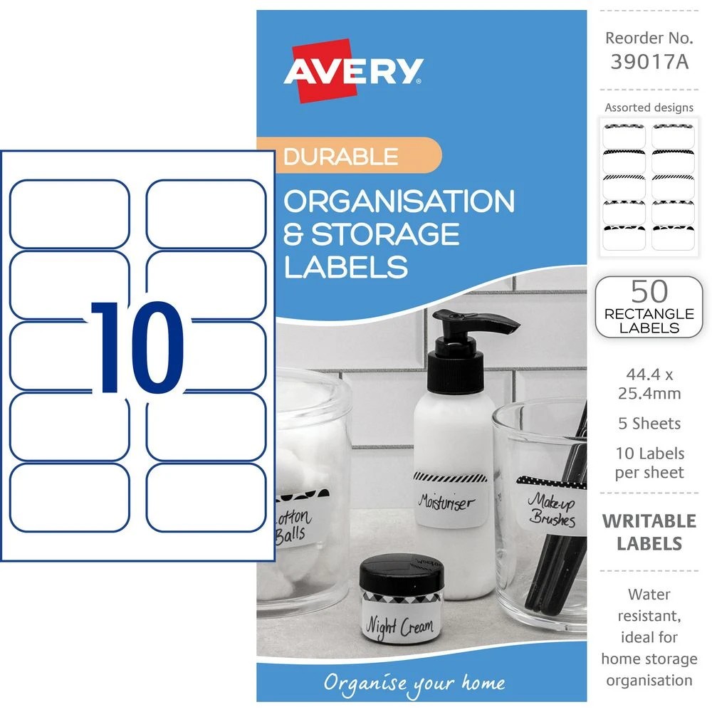 2 Avery 10UP Durable Storage Labels Black Patterns 5 Sheets, 2 of 6