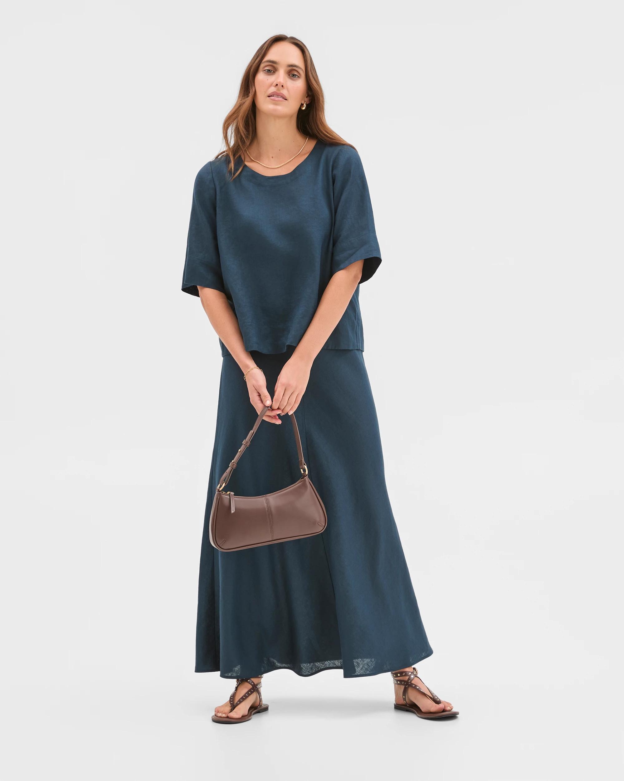 2 Target Woman European Linen Cross Back Top DEEP OCEAN, 2 of 7