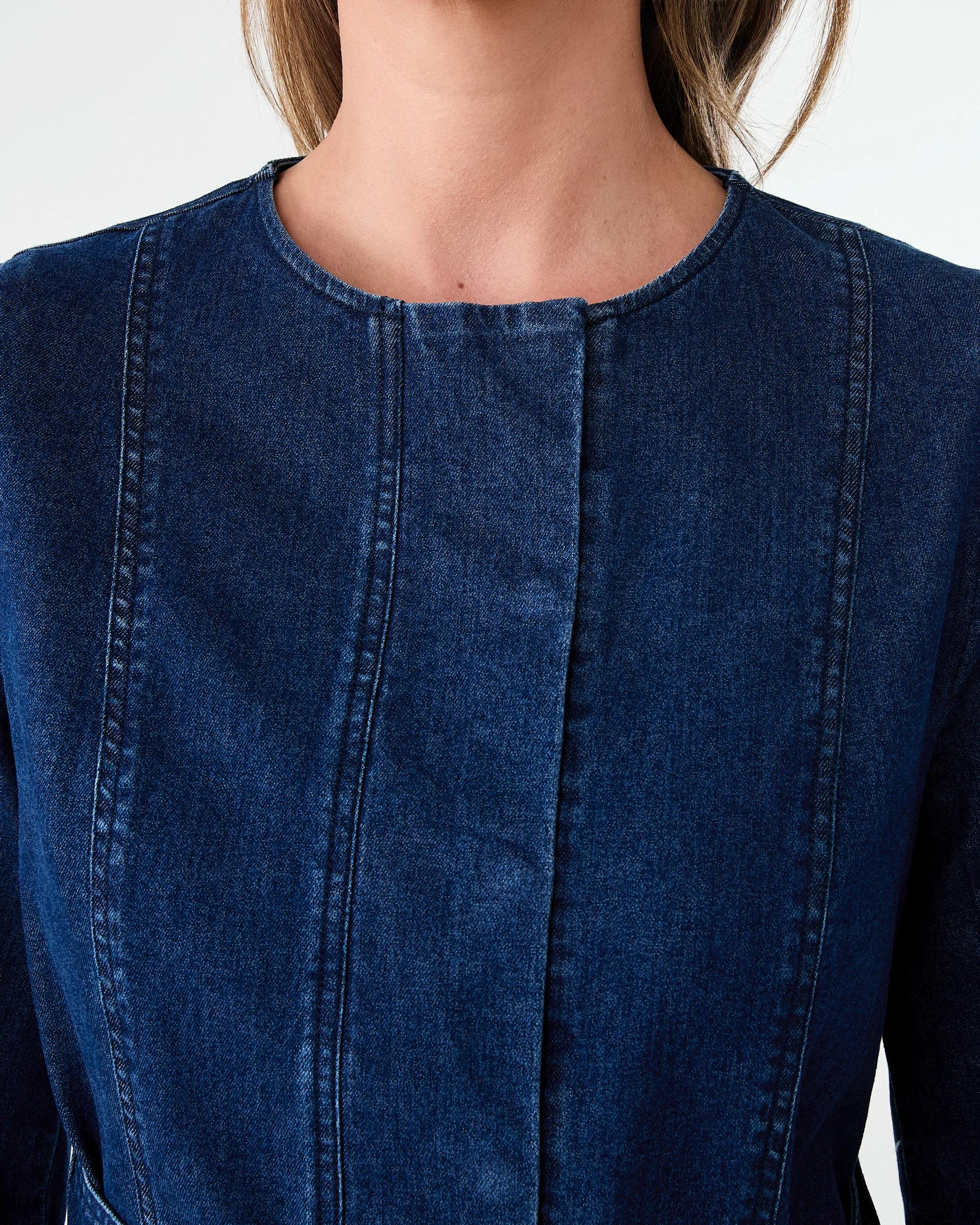 5 Long Sleeve Denim Belted Midi Dress Indigo Wsh, 5 of 7