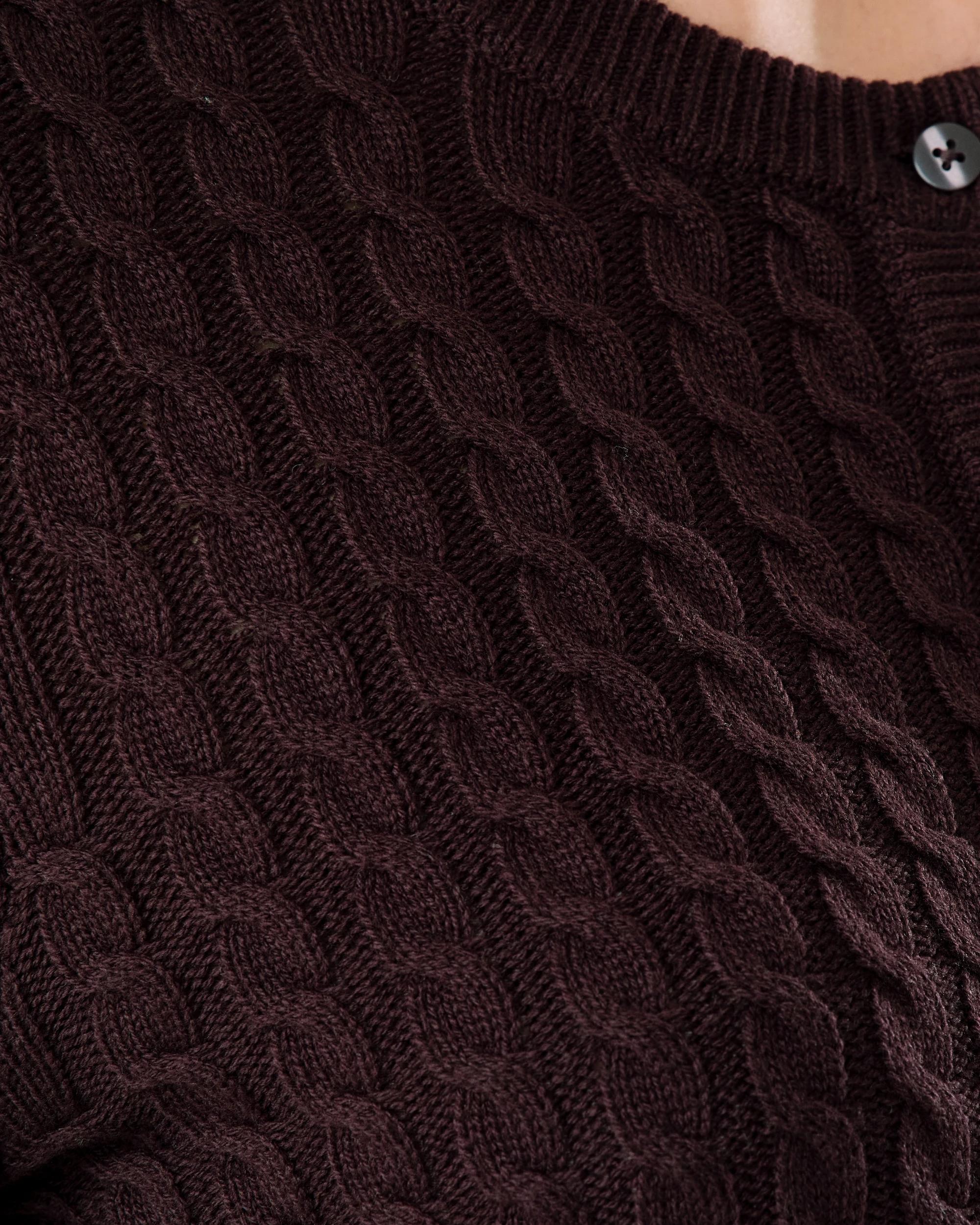 7 Long Sleeve Lightweight Cable Cardigan Fudge, 7 of 7