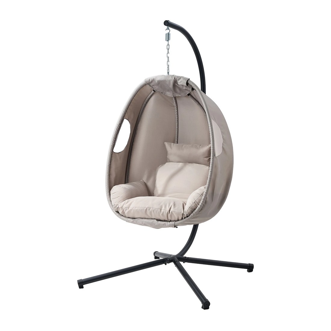 1 Livsip Outdoor Egg Hanging Chair Swing Seat Furniture with Stand Cushions - Grey, 1 of 8