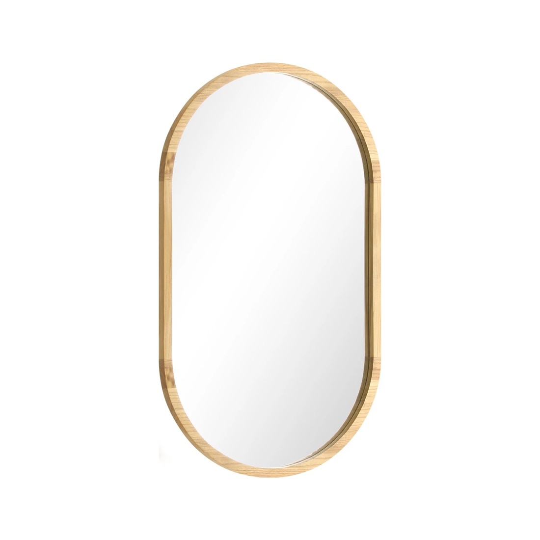 8 Oikiture Wooden Wall Mirrors Oval Makeup Mirror Home Decor 84x50cm
 - Natural, 8 of 9