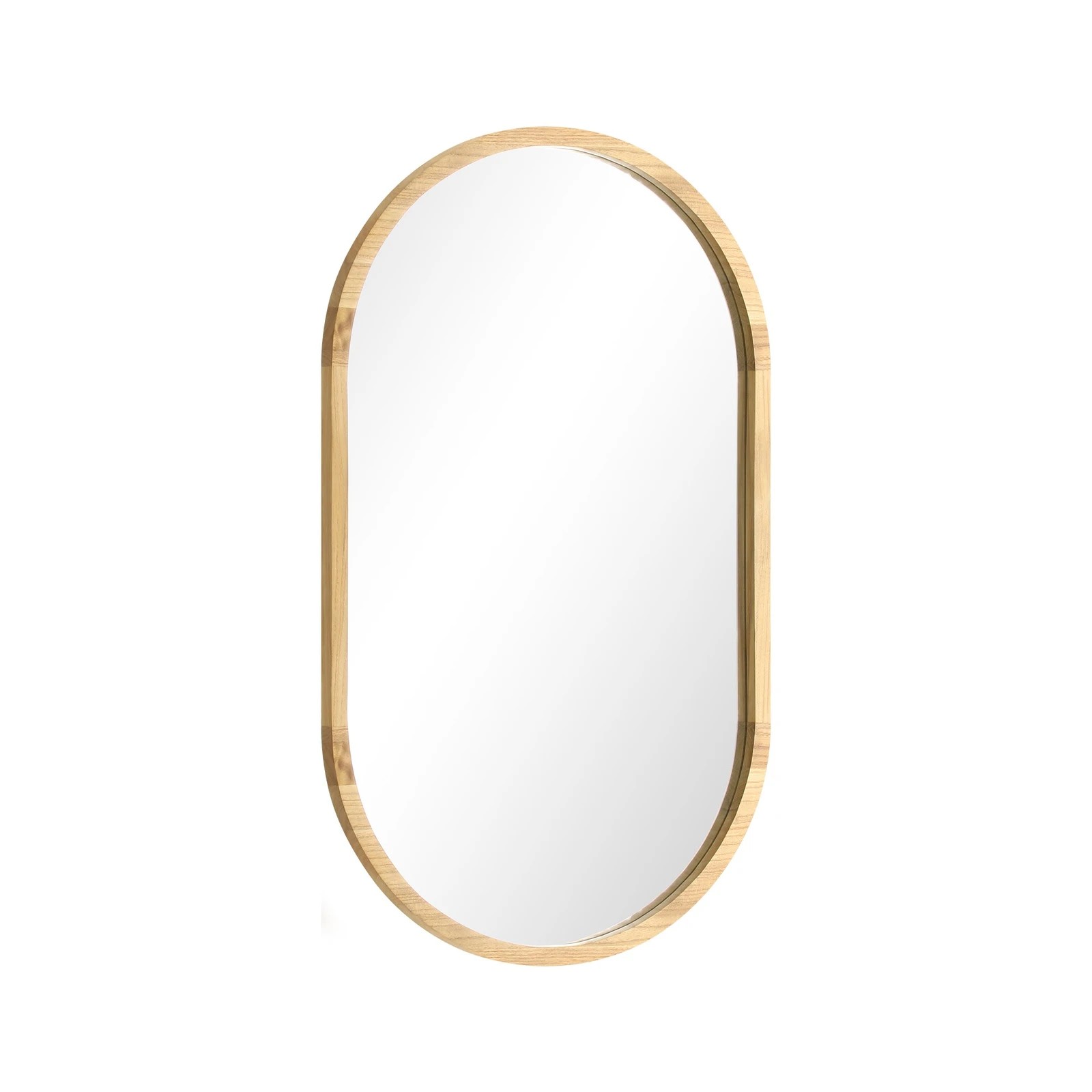 8 Oikiture Wooden Wall Mirrors Oval Makeup Mirror Home Decor 84x50cm
 - Natural, 8 of 9