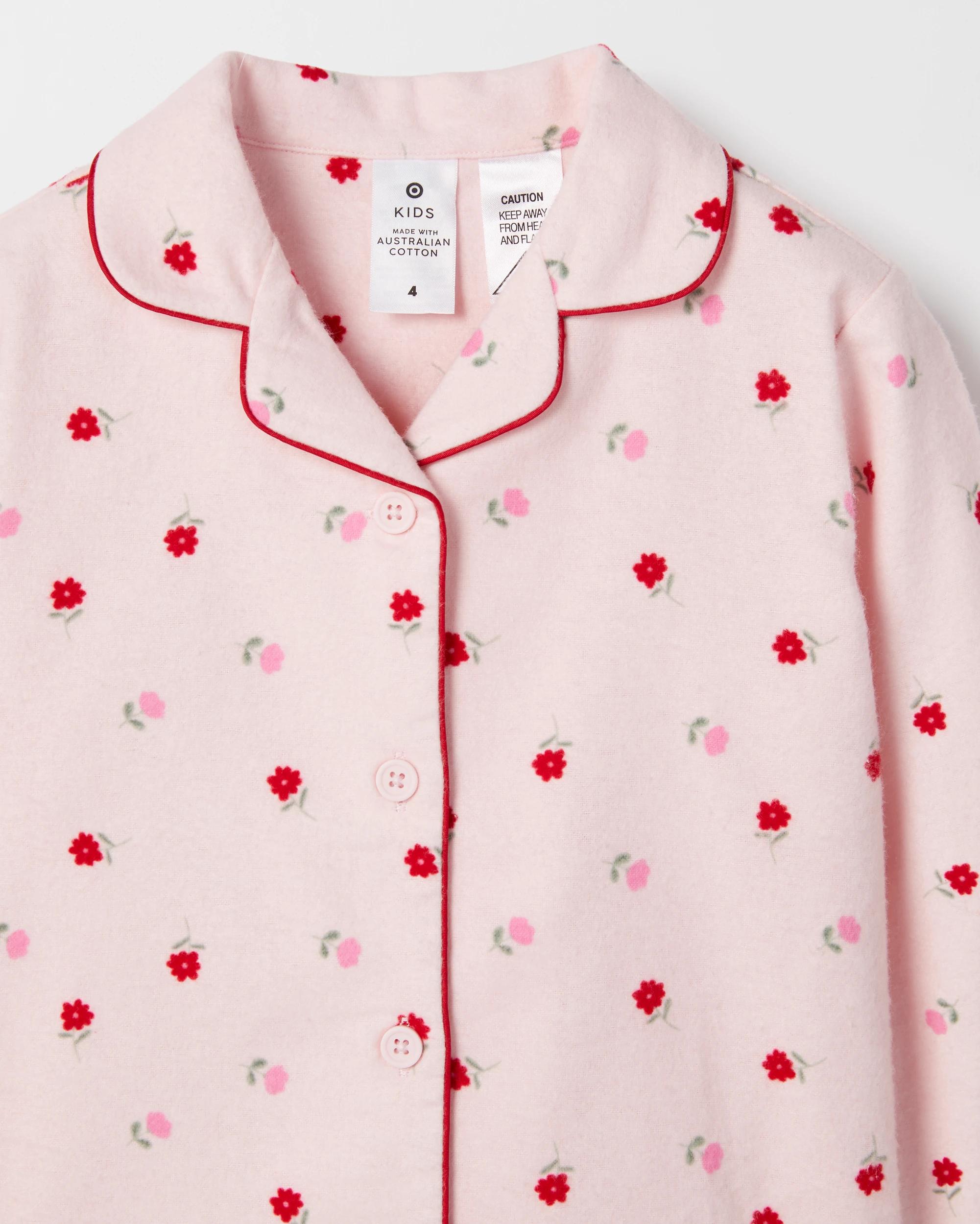 6 Target Kids Australian Cotton Younger Girls Flannel Pyjama Set FLORAL, 6 of 7