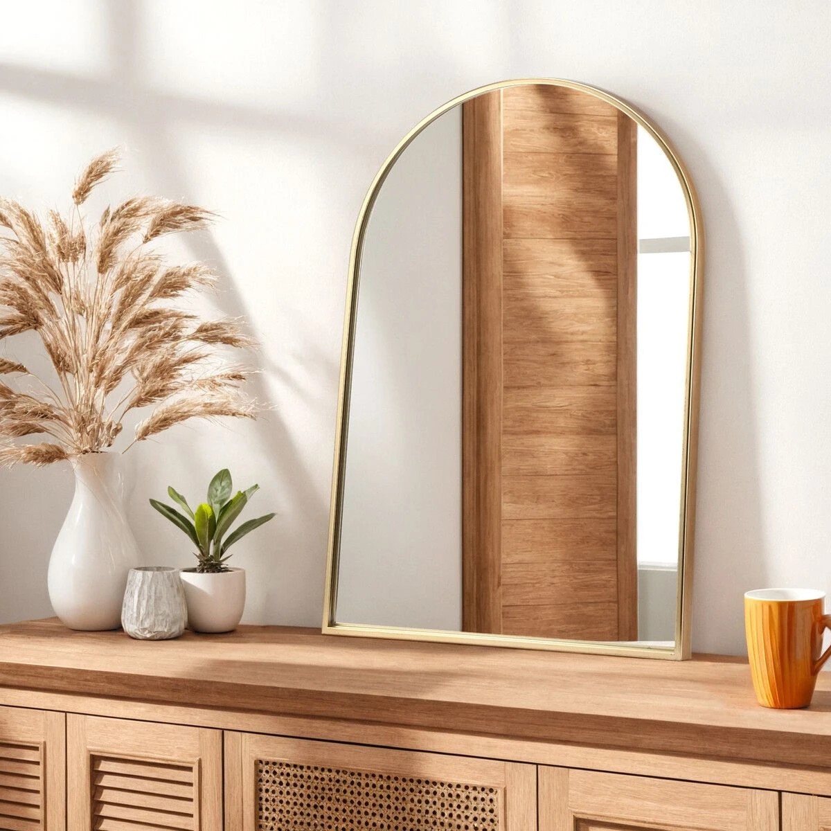 7 LUXSUITE Large Gold Framed Arch Mirror, 7 of 7