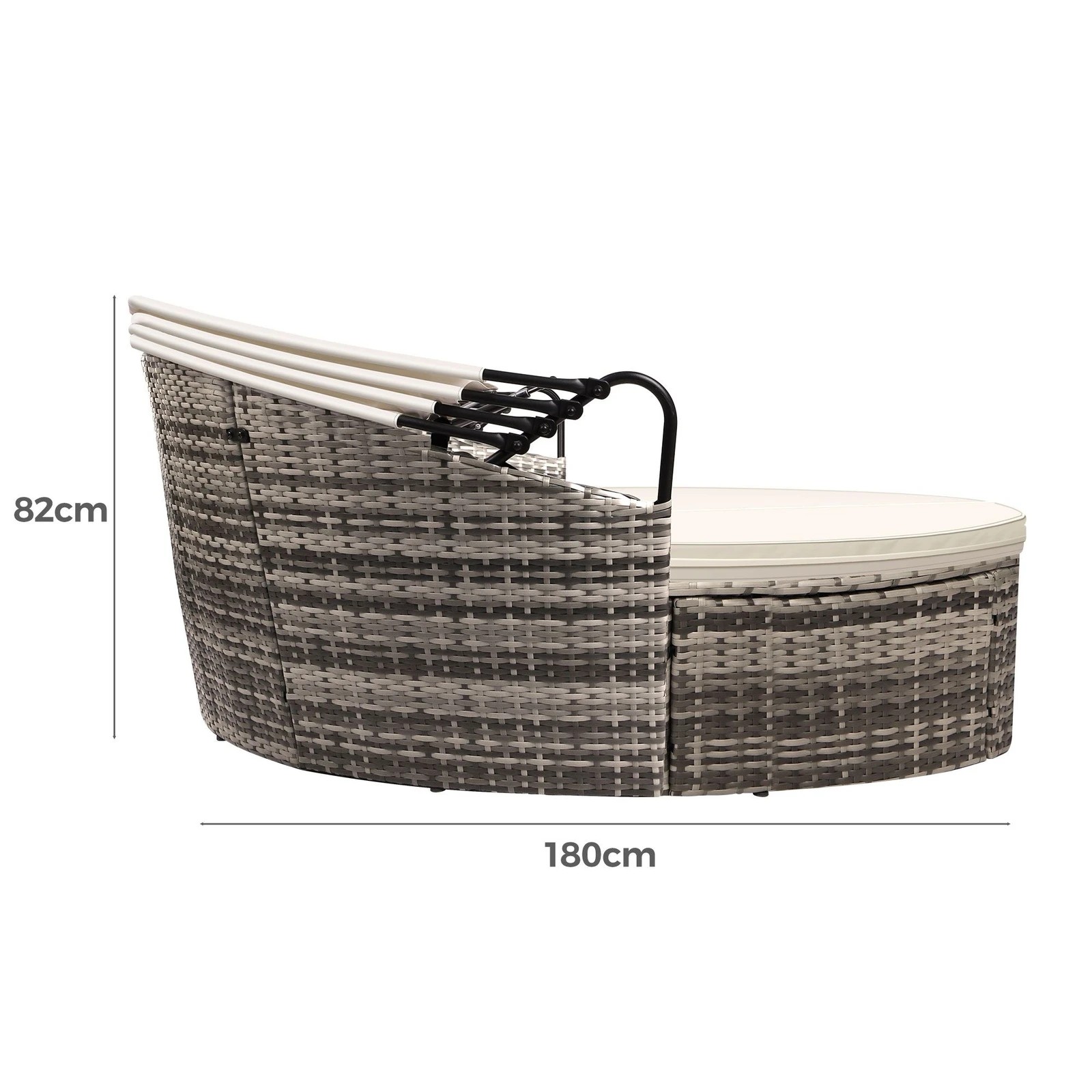 8 Alfordson Outdoor Sun Lounge Day Bed Wicker Furniture Sofa Bed Garden 3PCS - Beige, 8 of 10