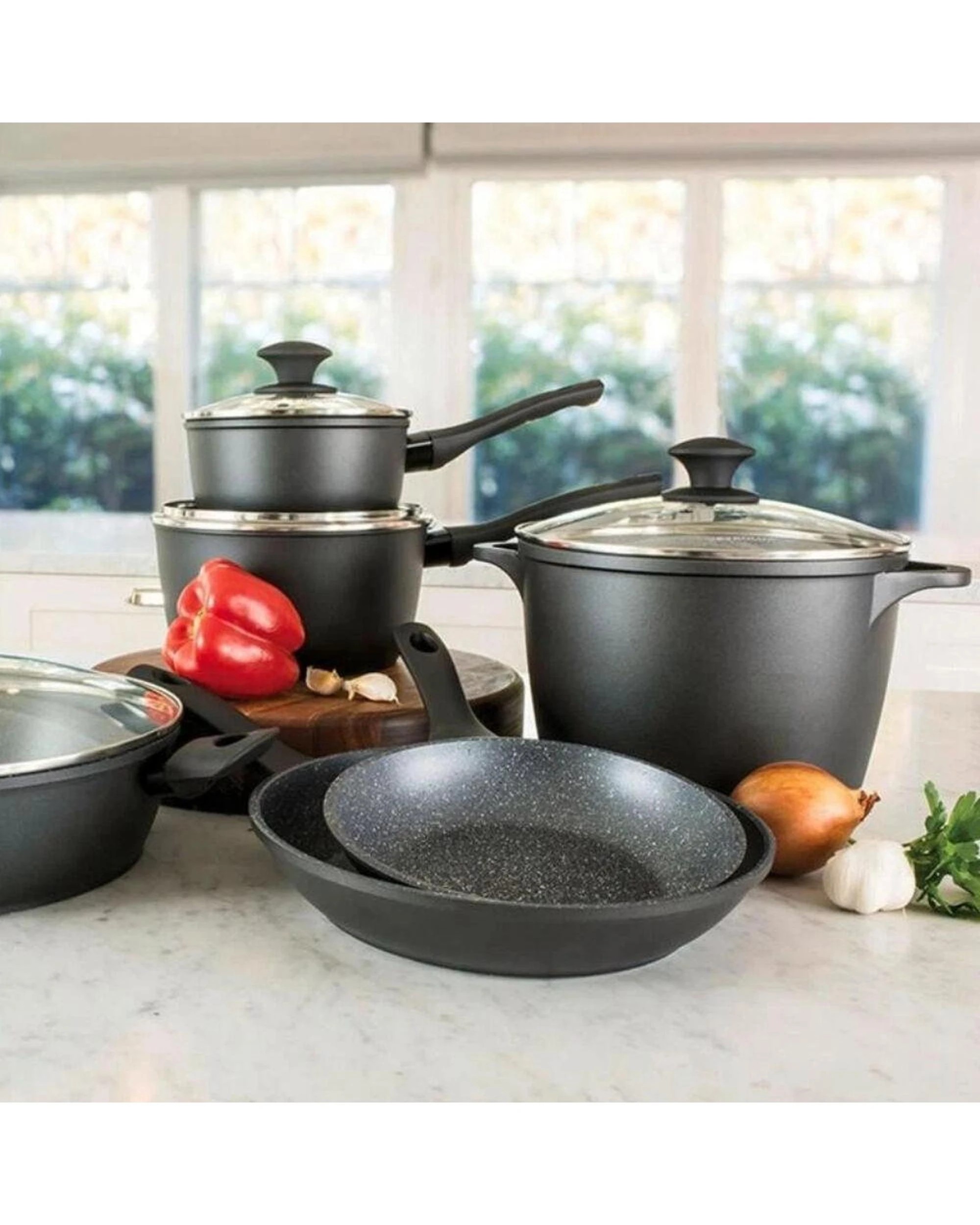 2 Pyrolux Pyrostone 3 Piece Frypan Set  2 Felt Protectors, 2 of 2