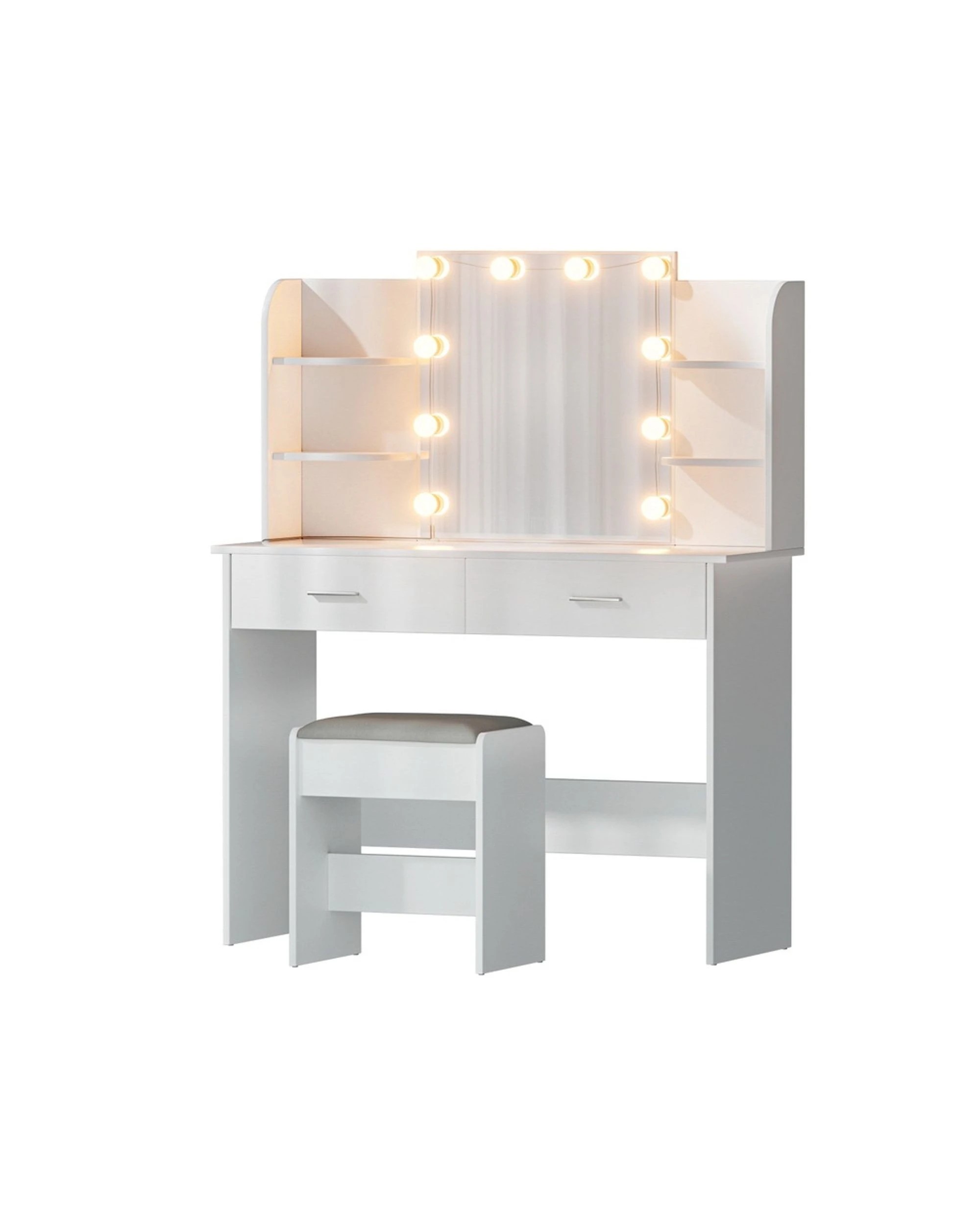 1 Artiss Dressing Table Set Stool 10 Led Bulbs
 - White, 1 of 3