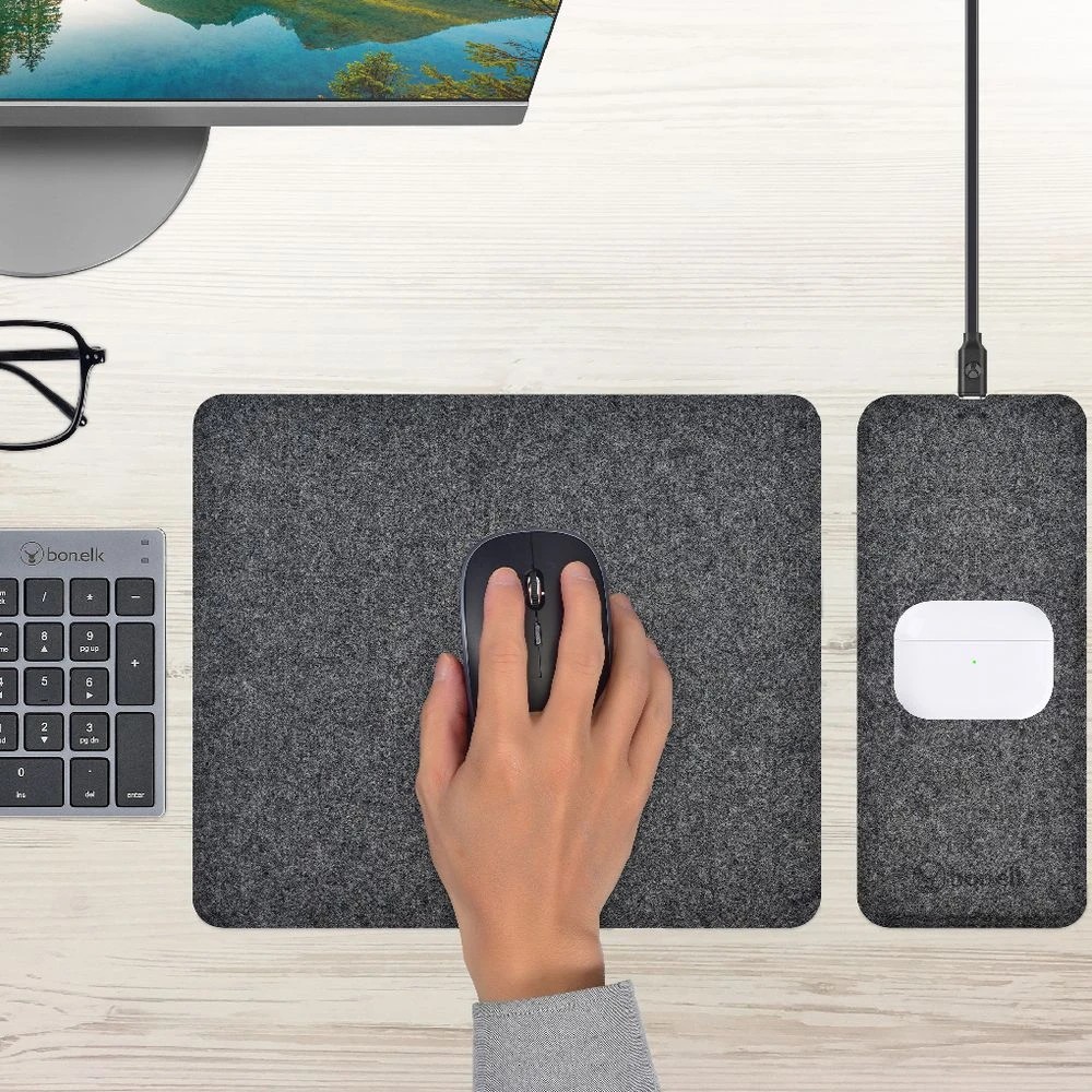 3 Bonelk QI Wireless Charging Split Mouse Mat Grey, 3 of 5