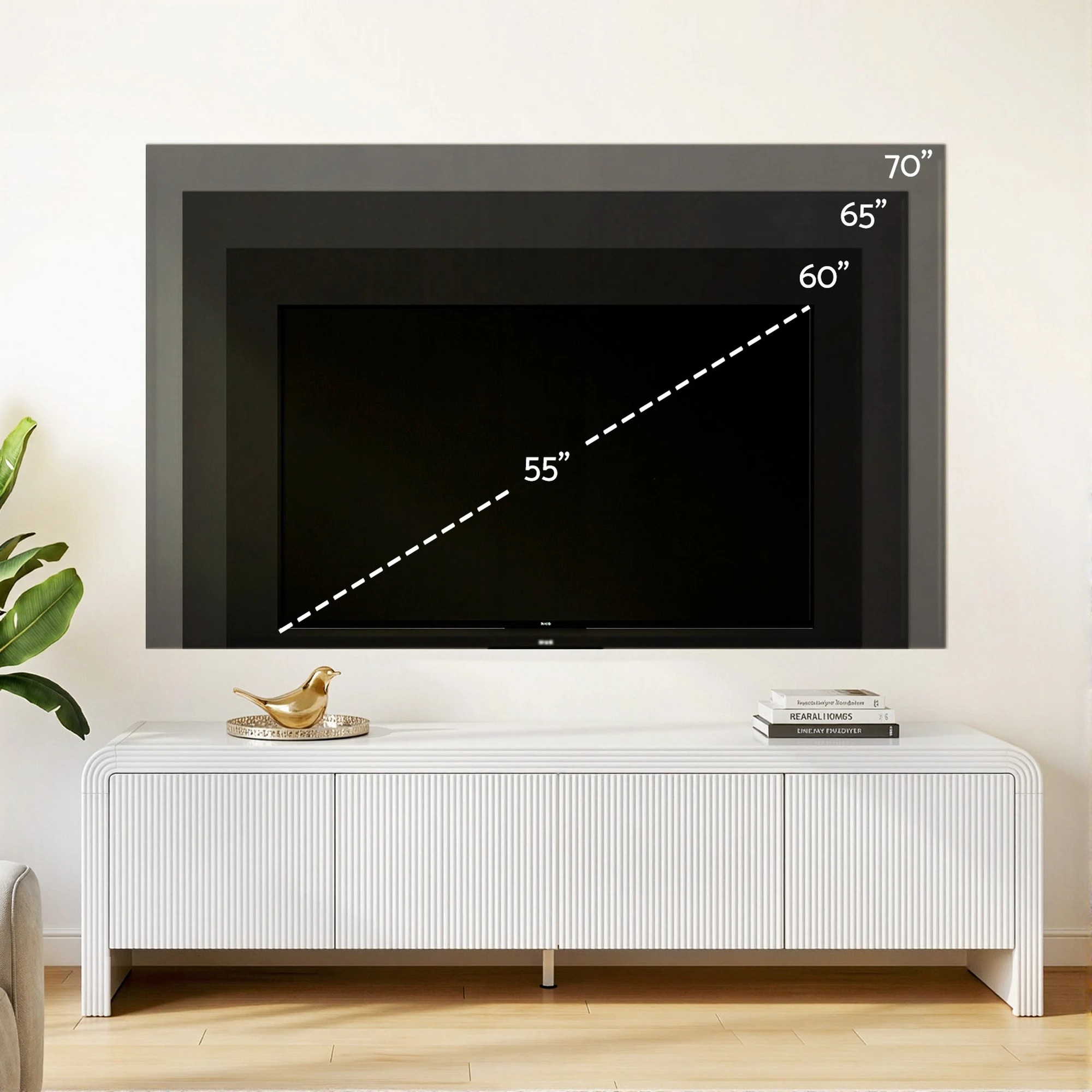 7 Artiss TV Unit Storage Cabinet Fluted Style Rounded Corner - White, 7 of 9