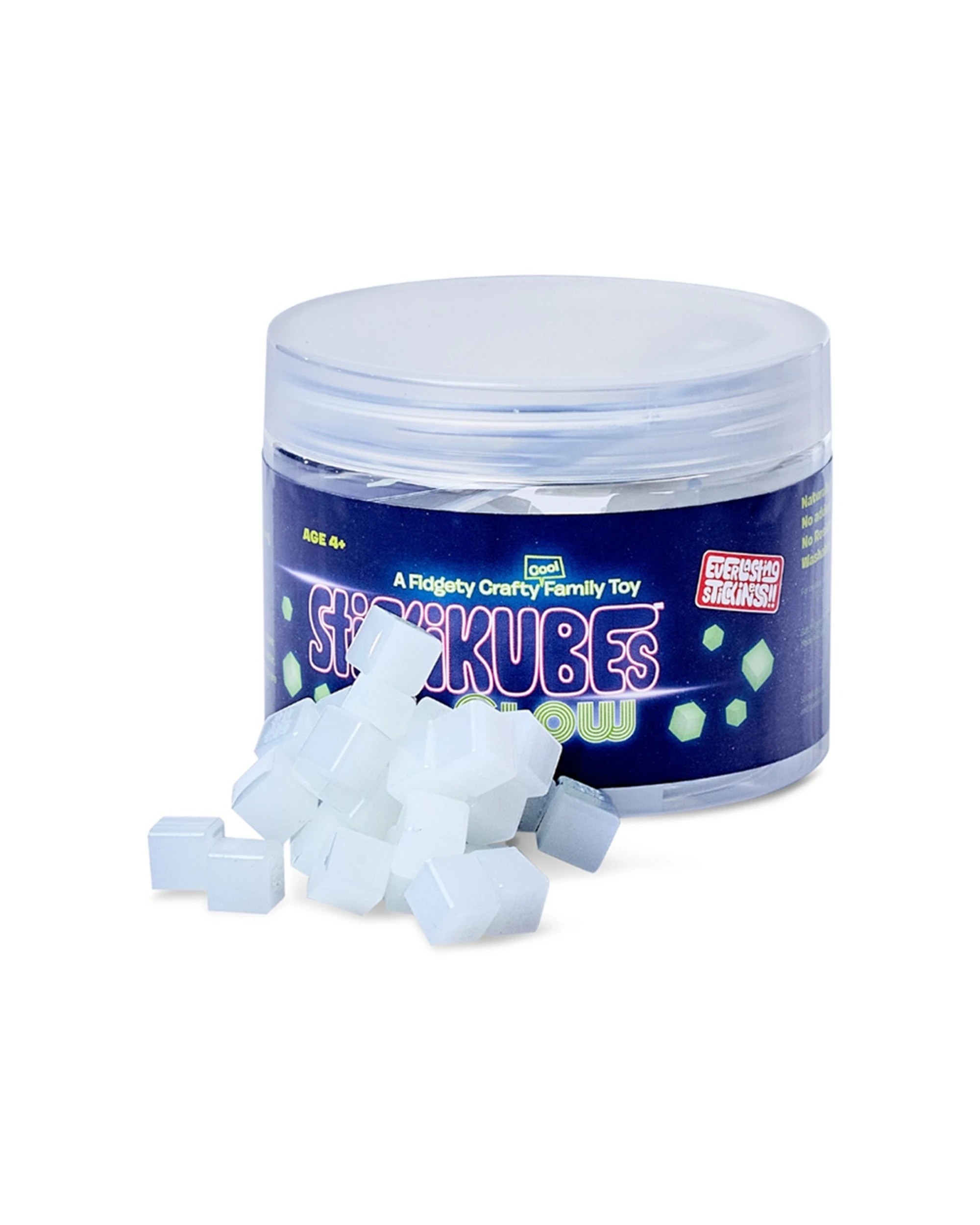 1 Stickikubes 125pc Glow In The Dark Tub Cubes Kids Play Fidget Toy, 1 of 3