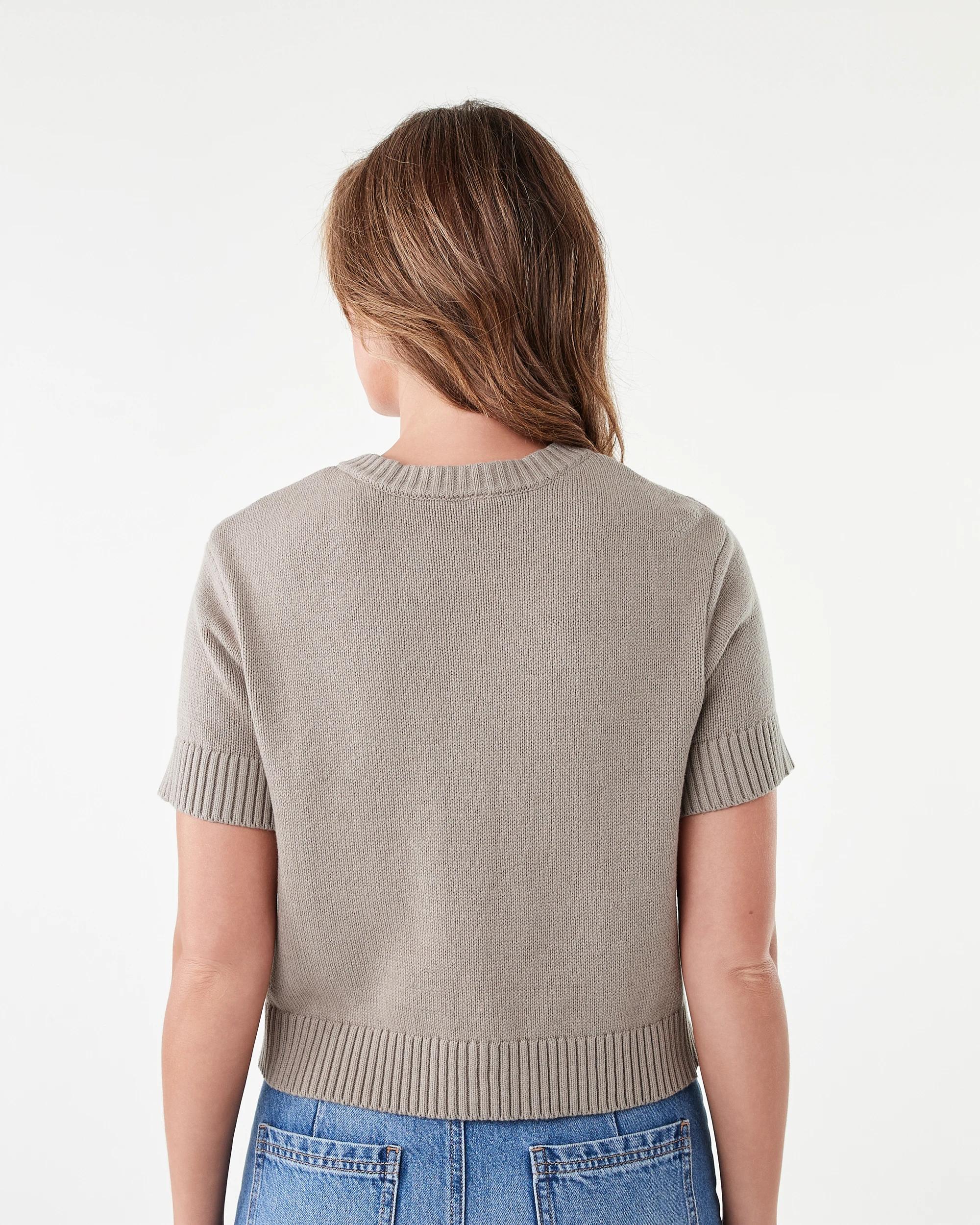 3 Short Sleeve Button Up Cardigan Grey Taupe, 3 of 7