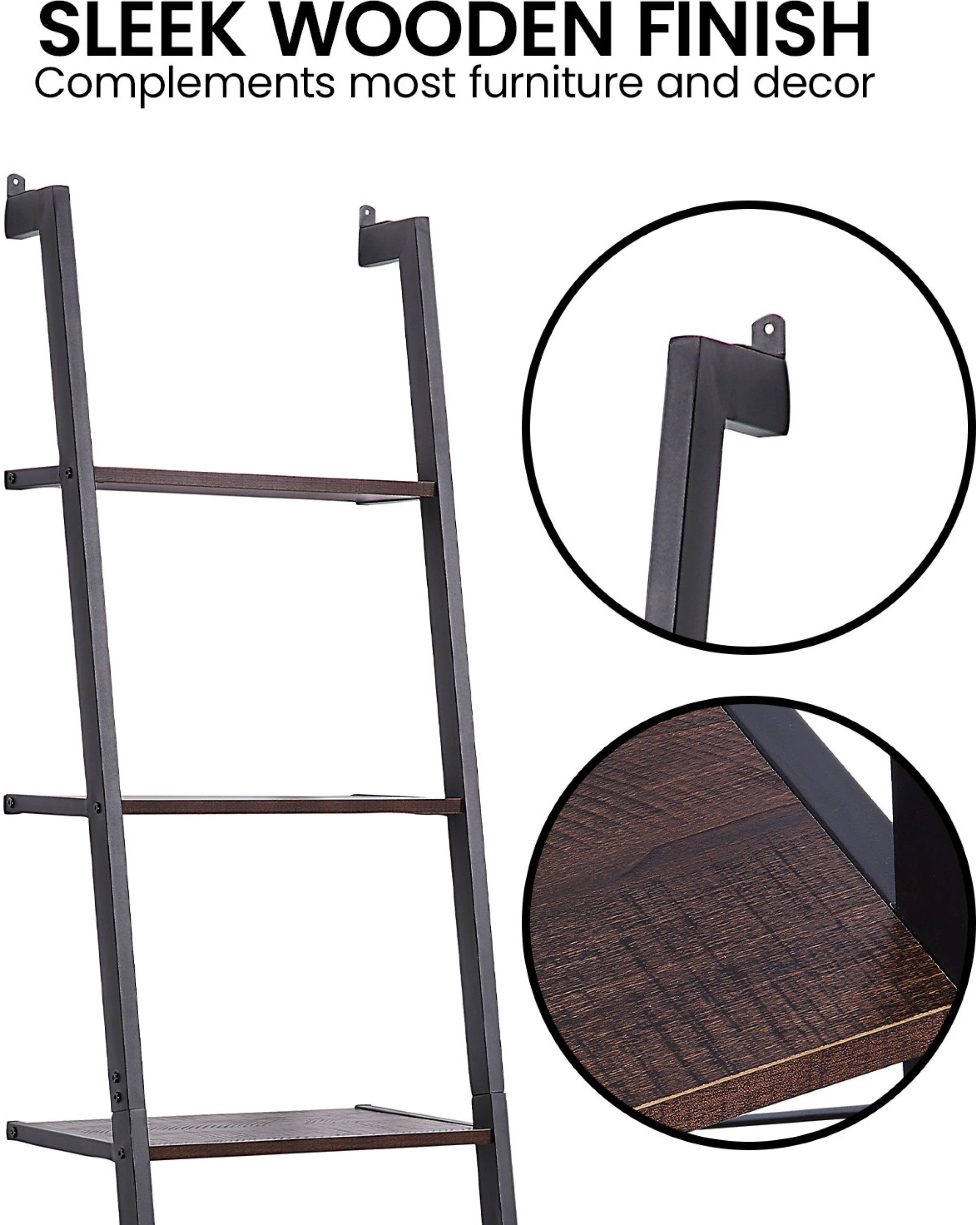 9 Sarantino Amelia 5-tier Ladder Shelf In Walnut, 9 of 10