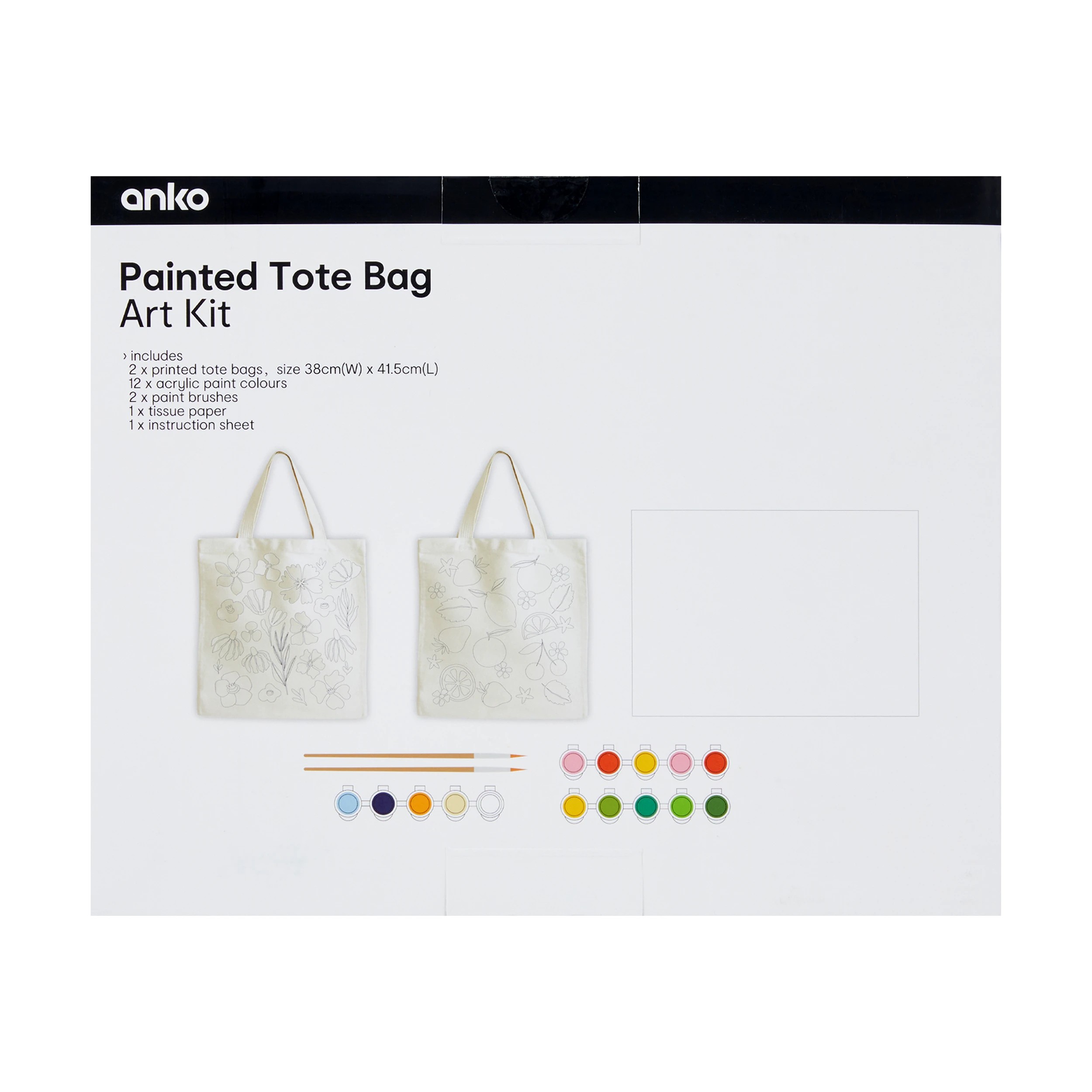 3 Painted Tote Bag Art Kit, 3 of 3