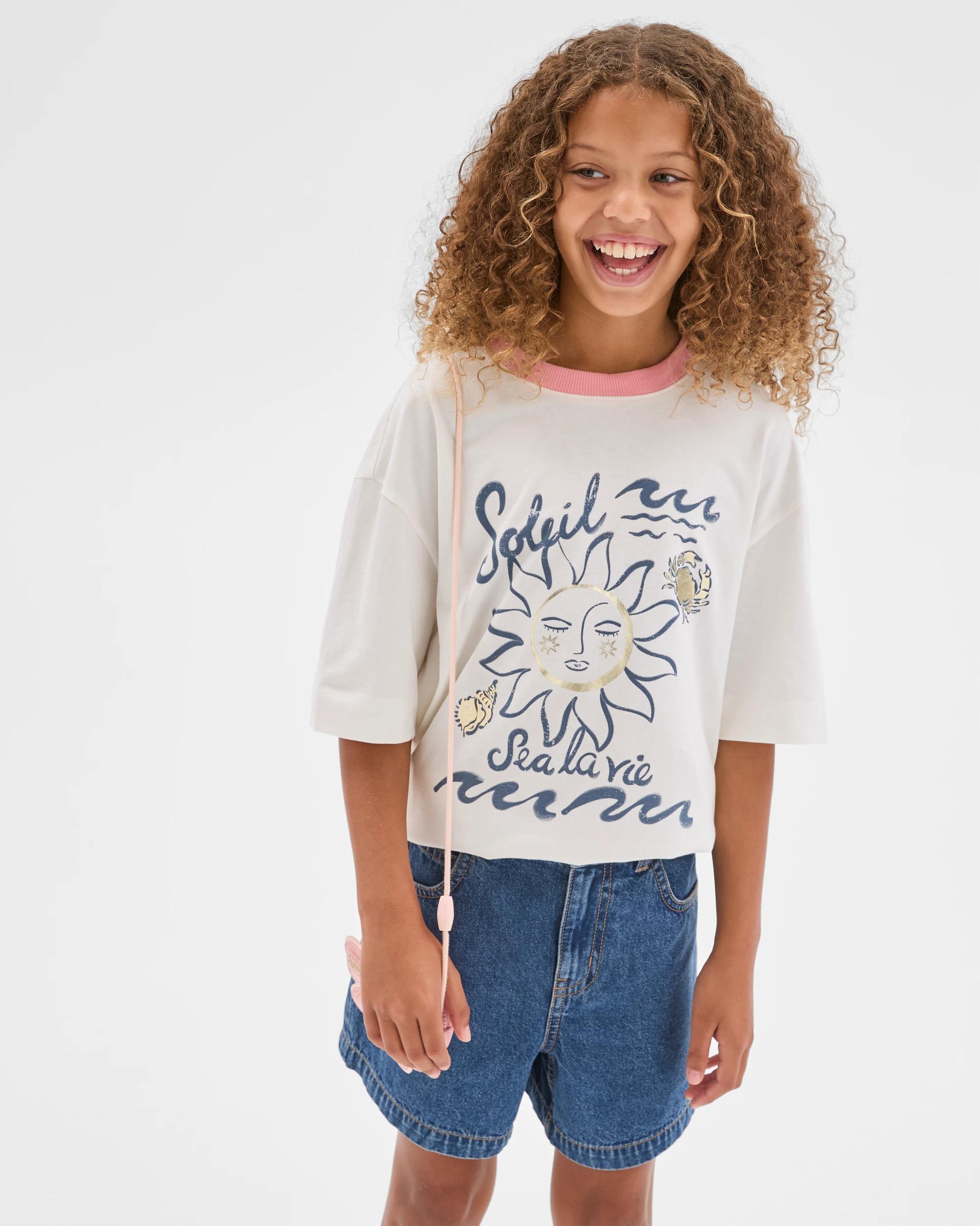 2 Target Kids Australian Cotton Oversized T-Shirt SOLEIL SUN CREAM, 2 of 6